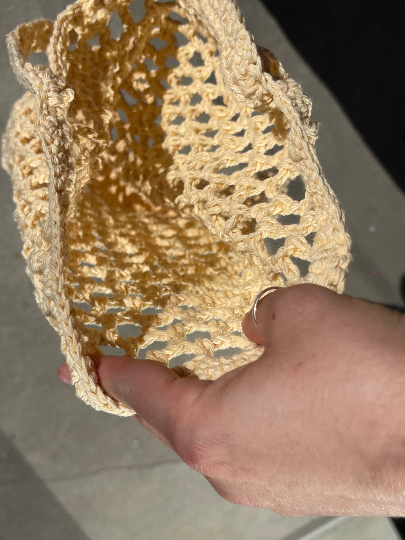 fishnet crochet tote