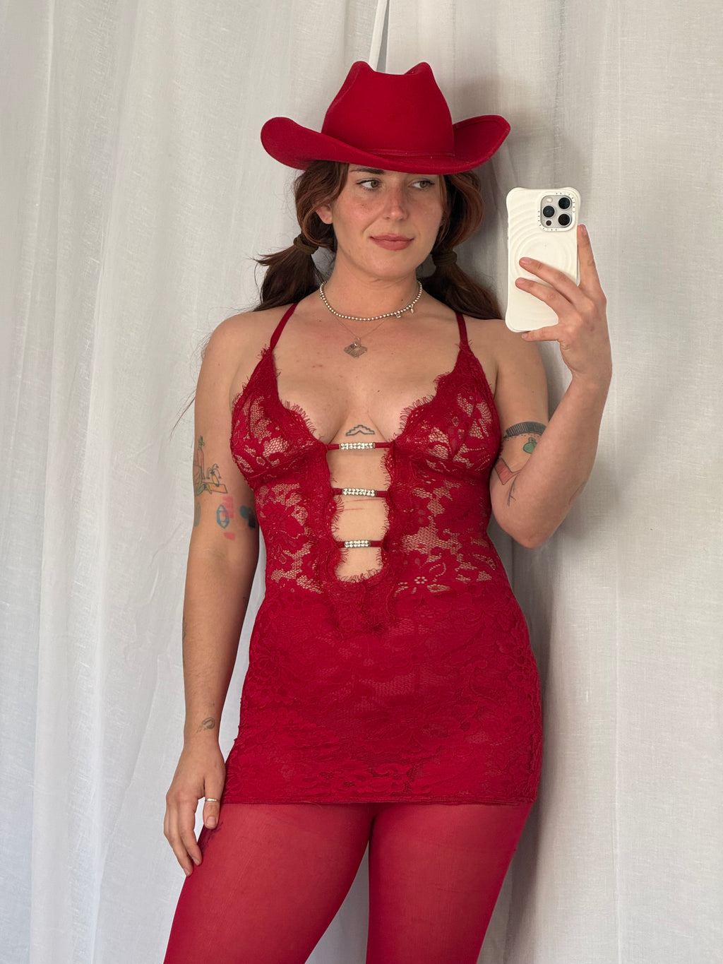 red lace rhinestone mini dress ♡