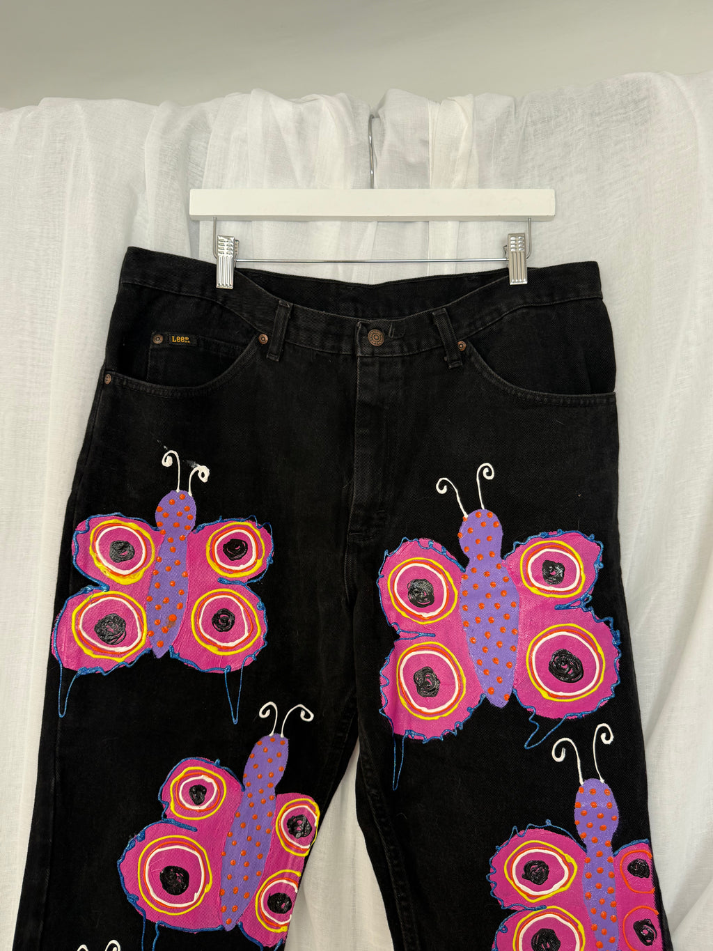 hand painted butterfly jeans (38")