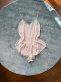 blush pink lace romper