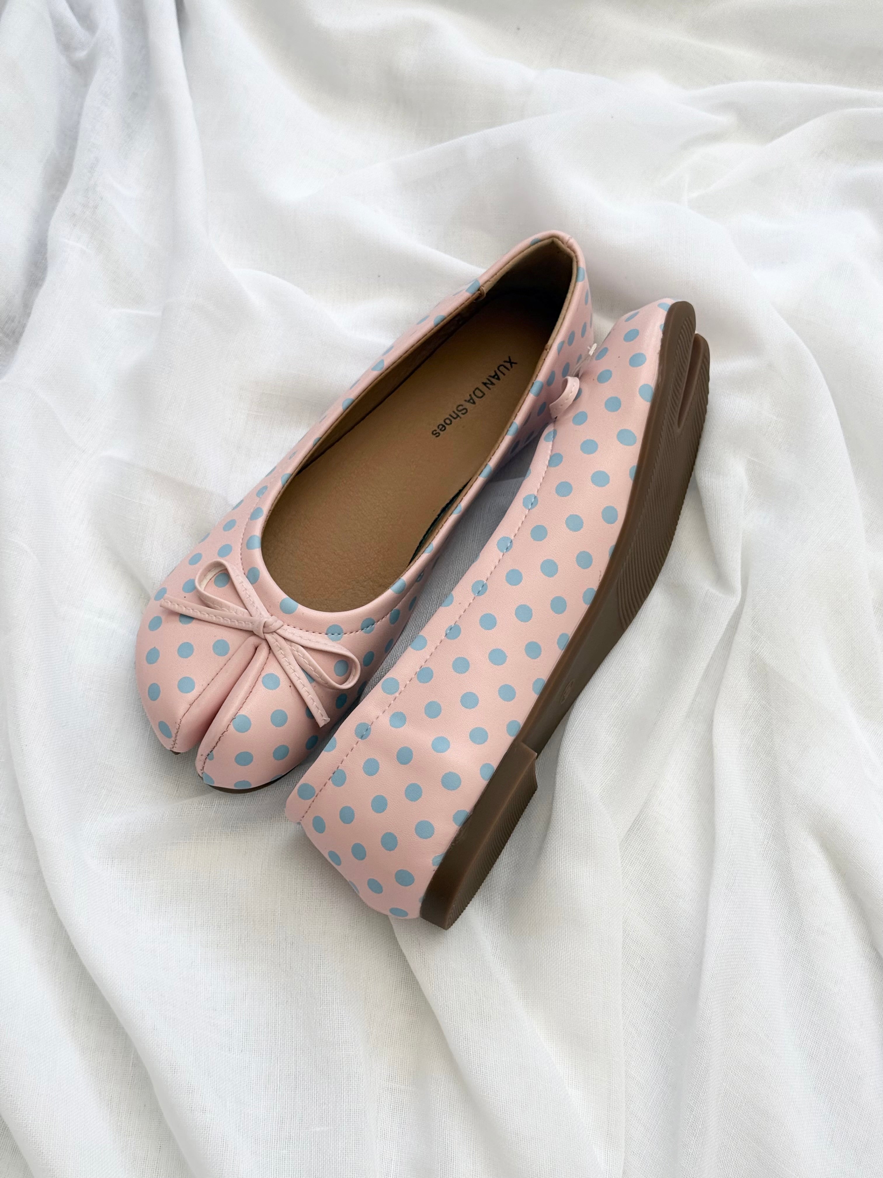 ✿ pink polka dot tabi ballet flats (size 8.5)