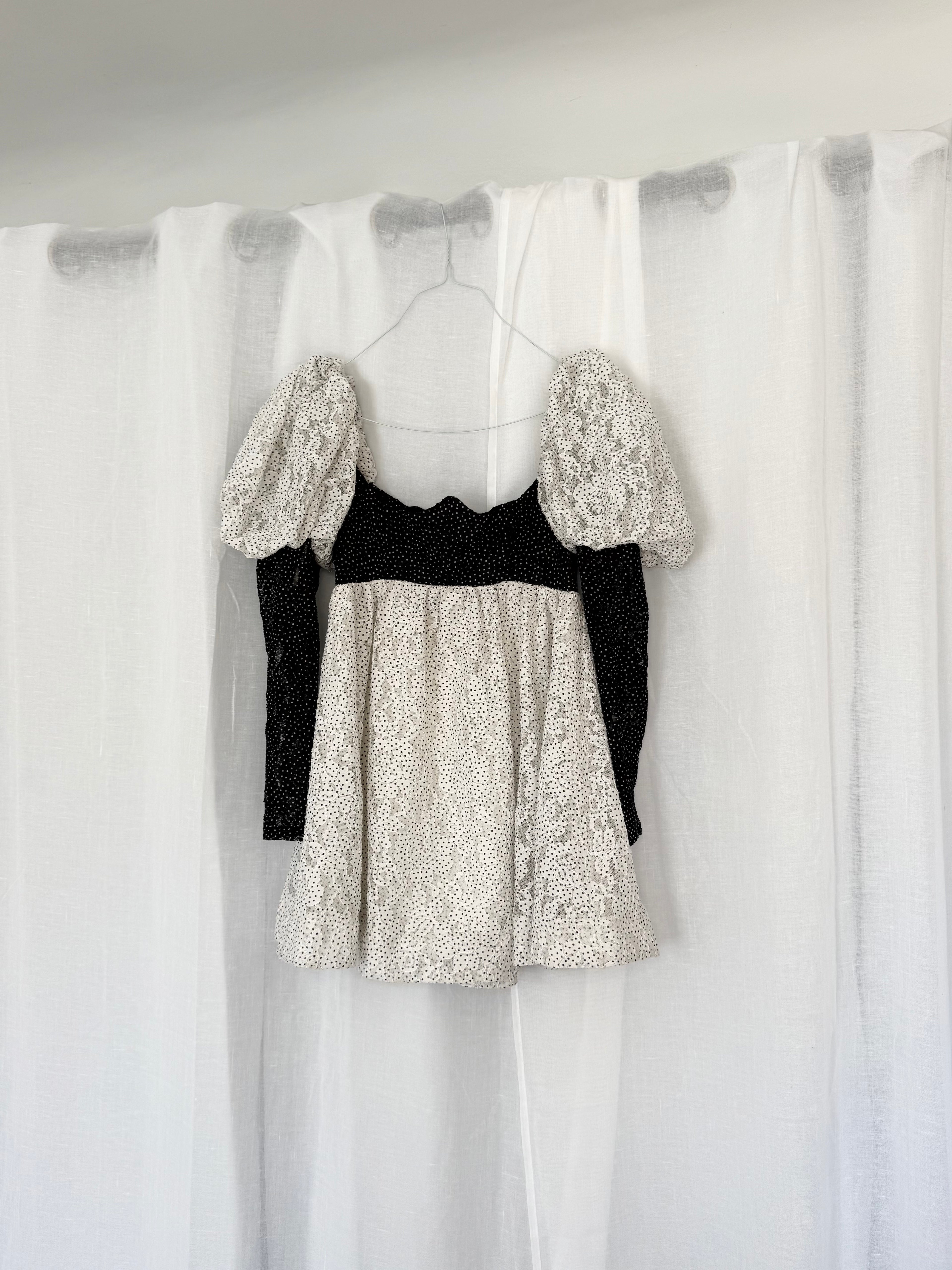 ✿ for love & lemons lace polka dot babydoll dress + gloves ✿