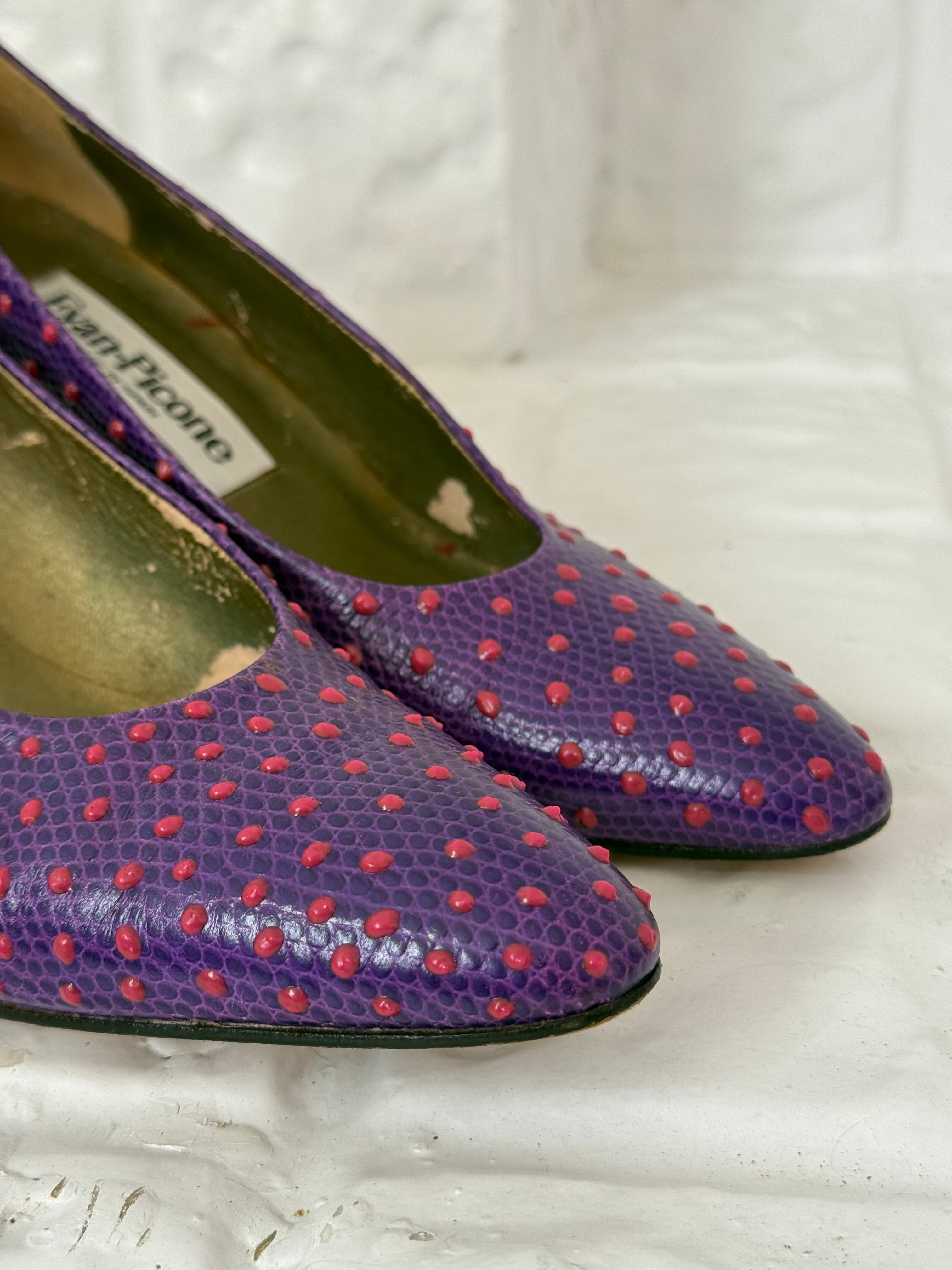 ✧ neon polka dot kitten heels ⋆ (size 8.5)