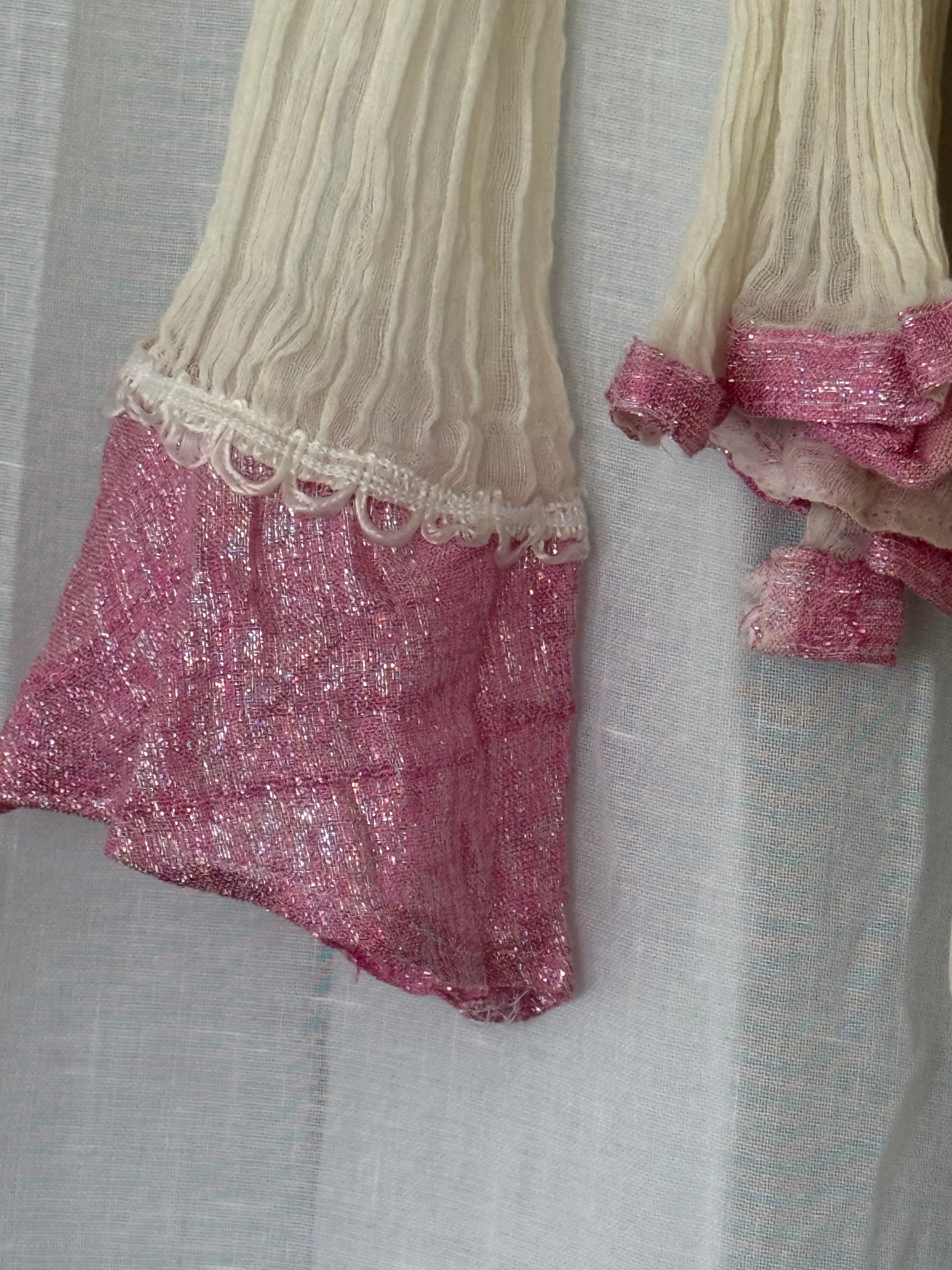 🌸 vintage pink & cream smocked maxi dress + scarf