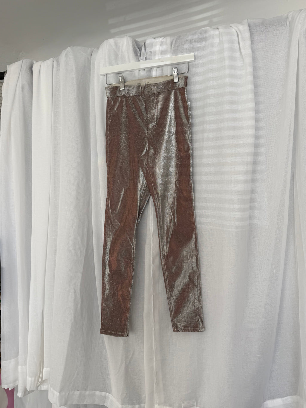 shimmer velvet skinny pants
