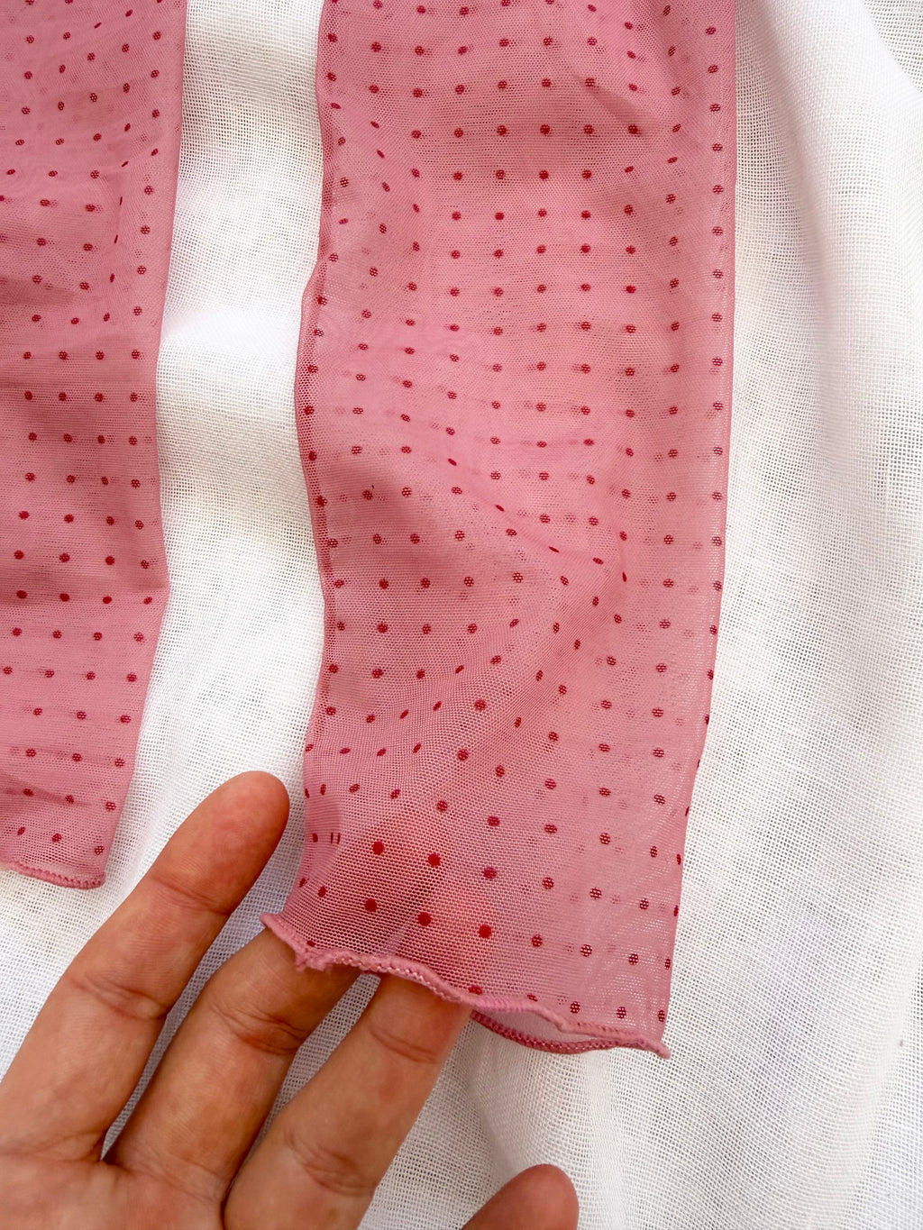 ✿ dusty pink sheer polka dot mesh socks •