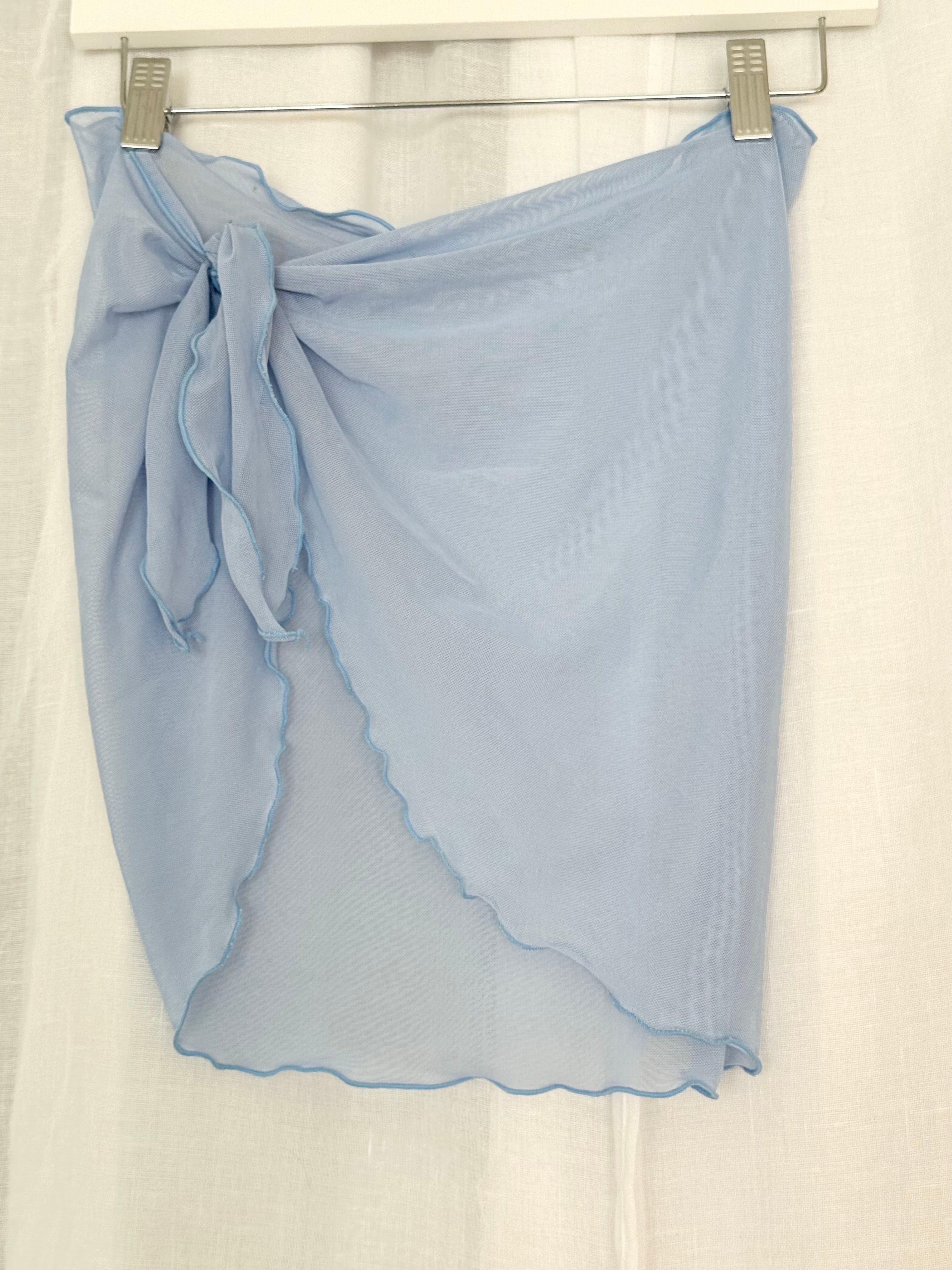 ⋆ ˚｡⋆୨୧˚ sheer blue mesh tie sarong mini skirt ˚୨୧⋆｡˚ ⋆