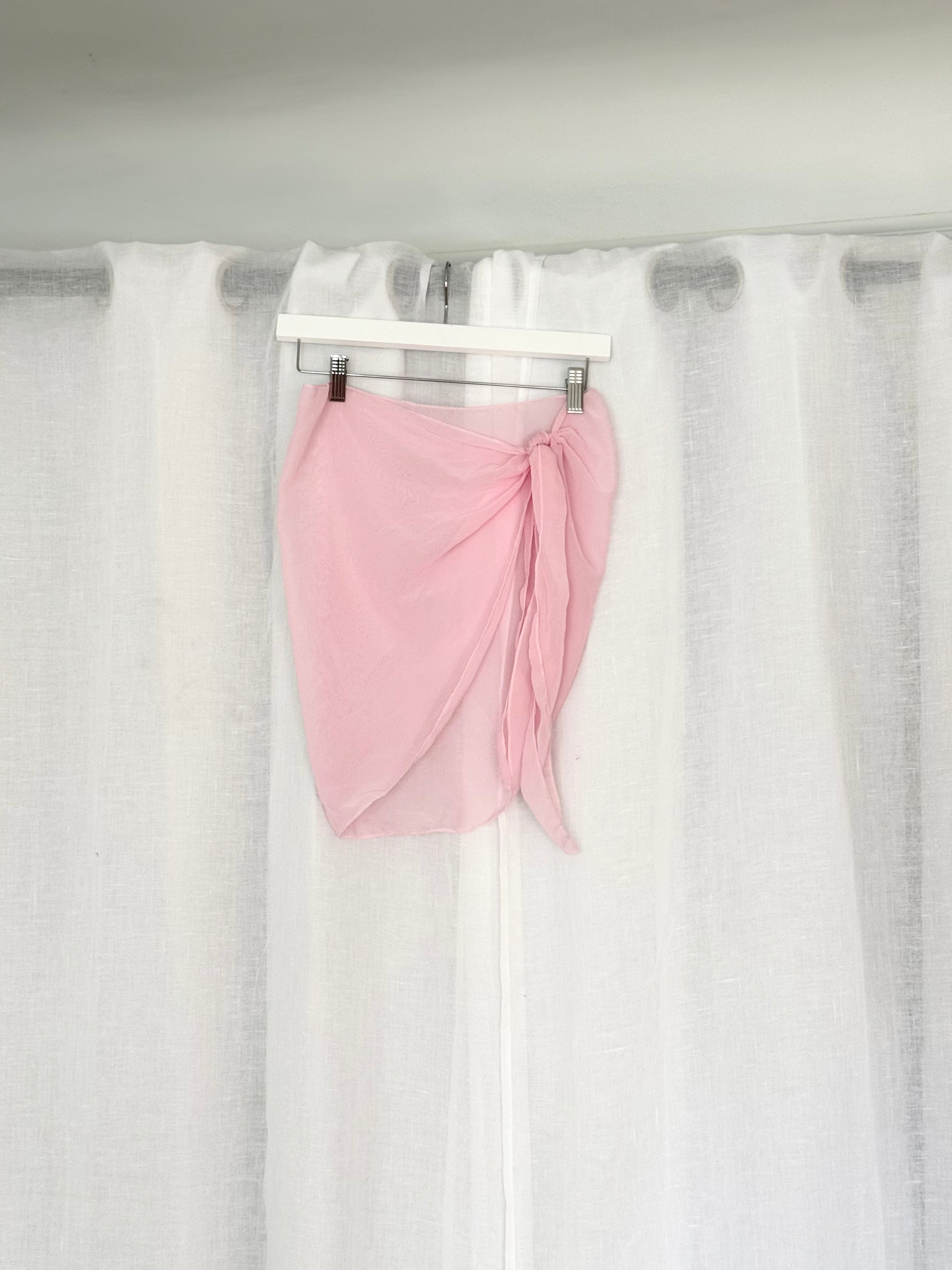 ✿ sheer pink mesh sarong wrap skirt ✿ y2k beach cover up