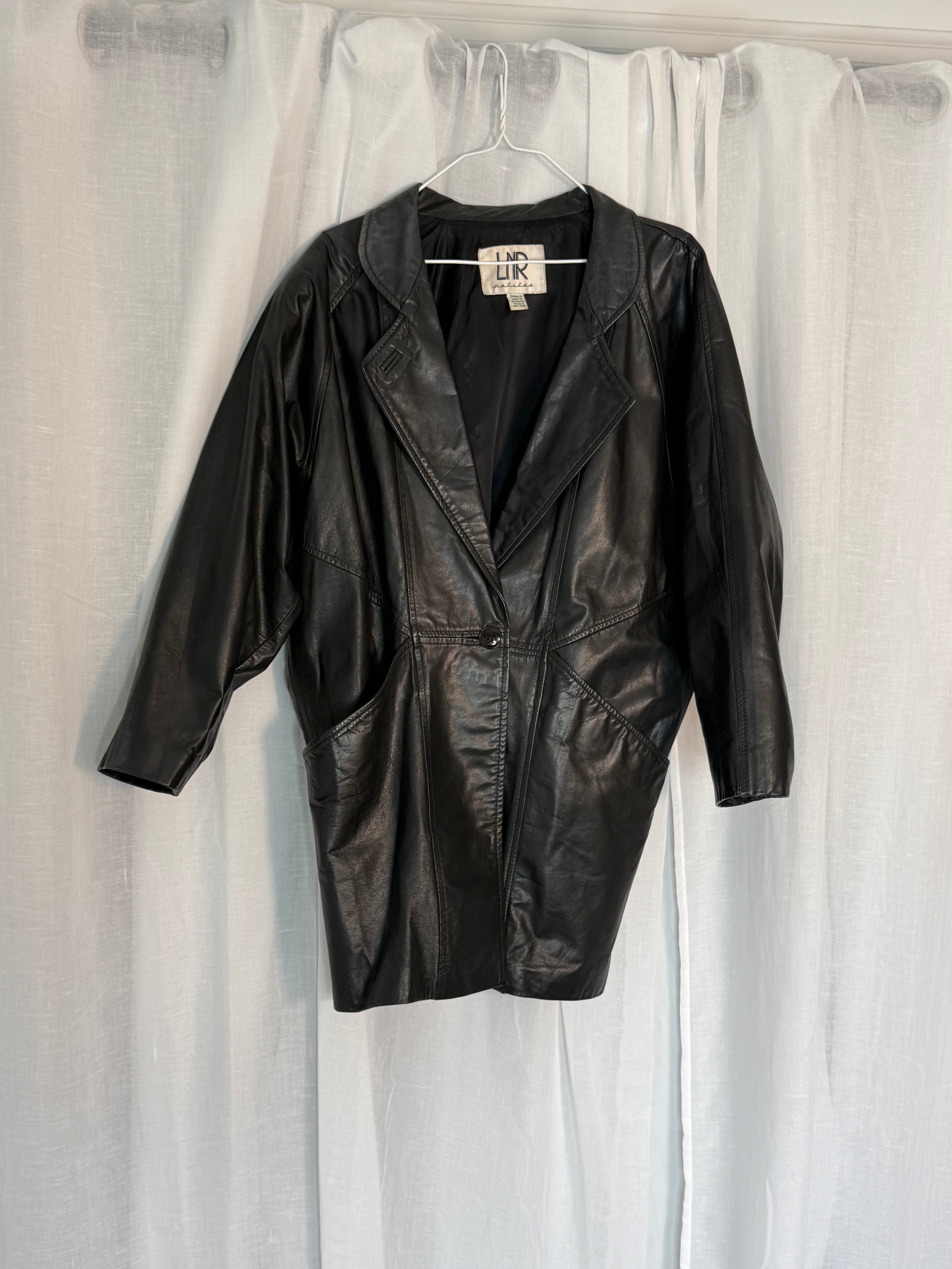 vintage black leather blazer coat