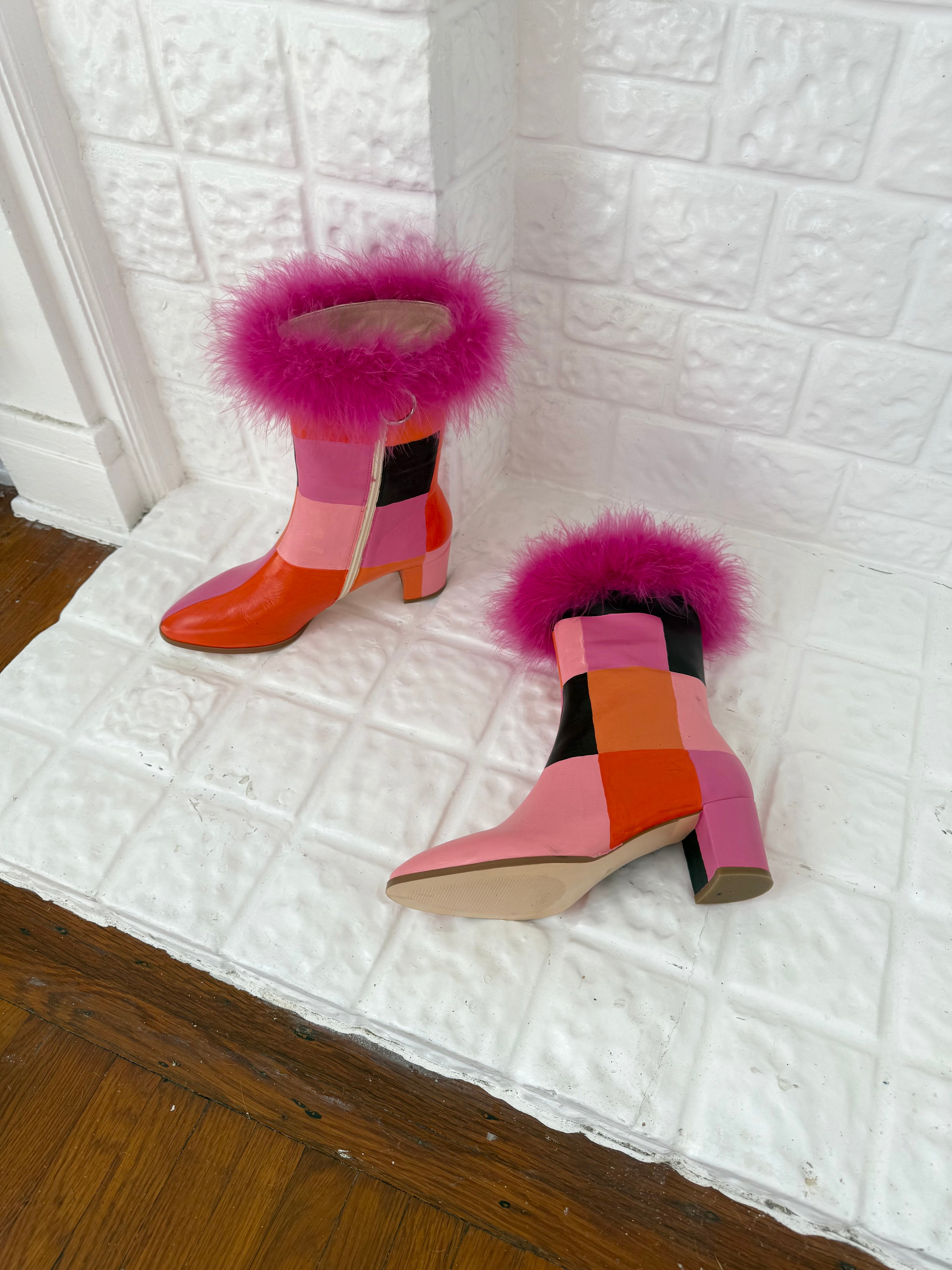 ✿ ruffled feathers checker boots ✿ (size 10)