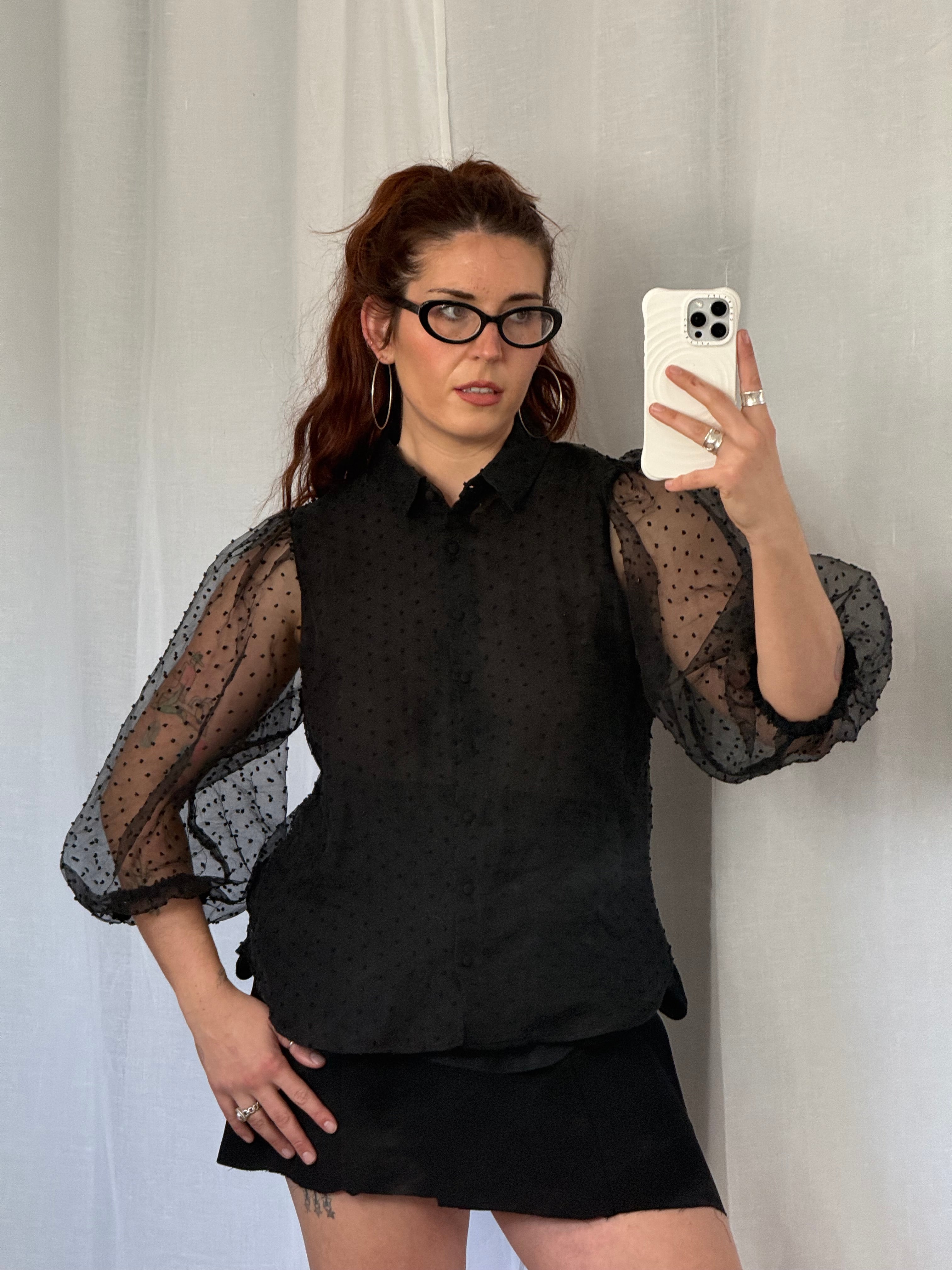 ✦ black sheer polka dot blouse ✦