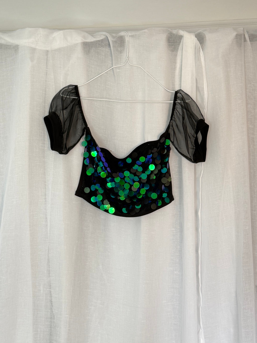 ✦ handmade sequin off-shoulder top ✦