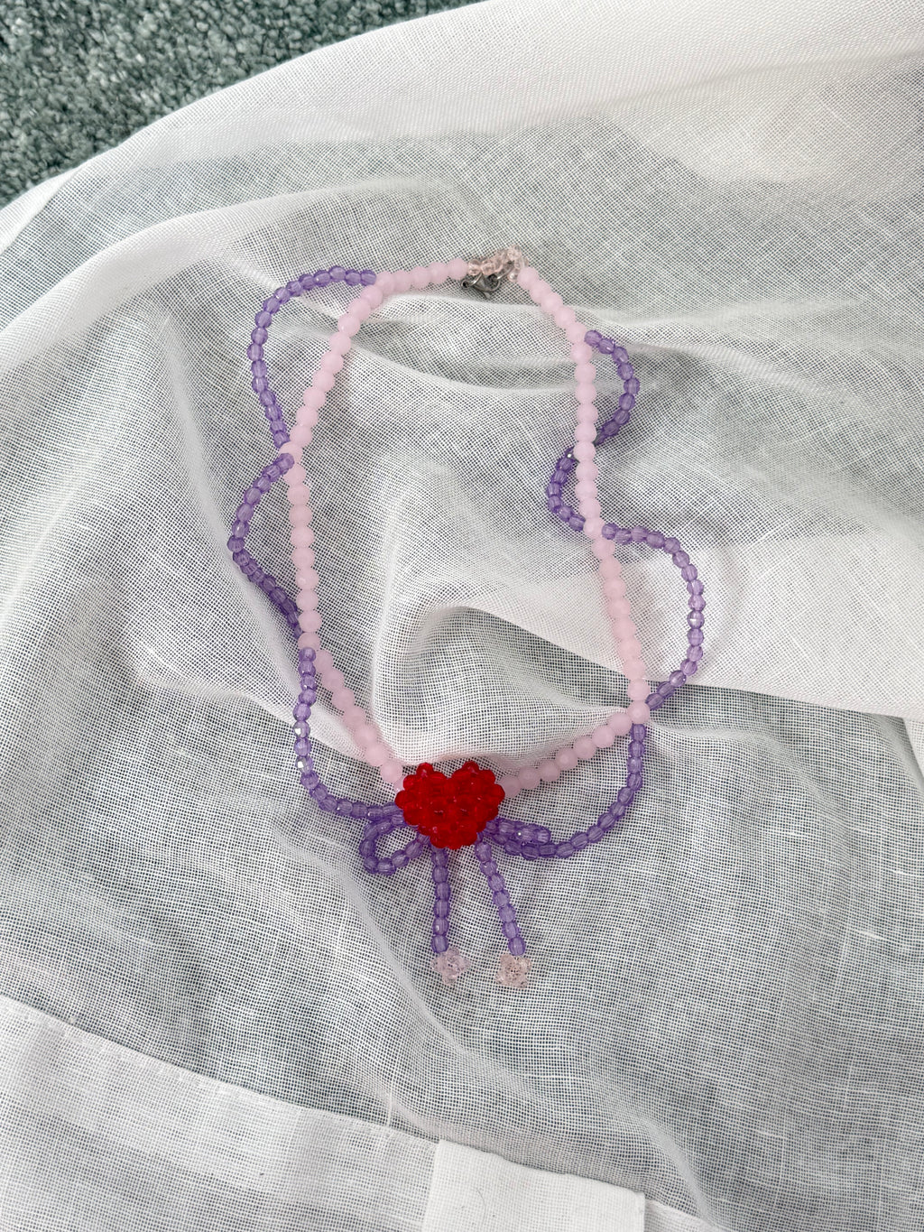 handmade beaded heart choker