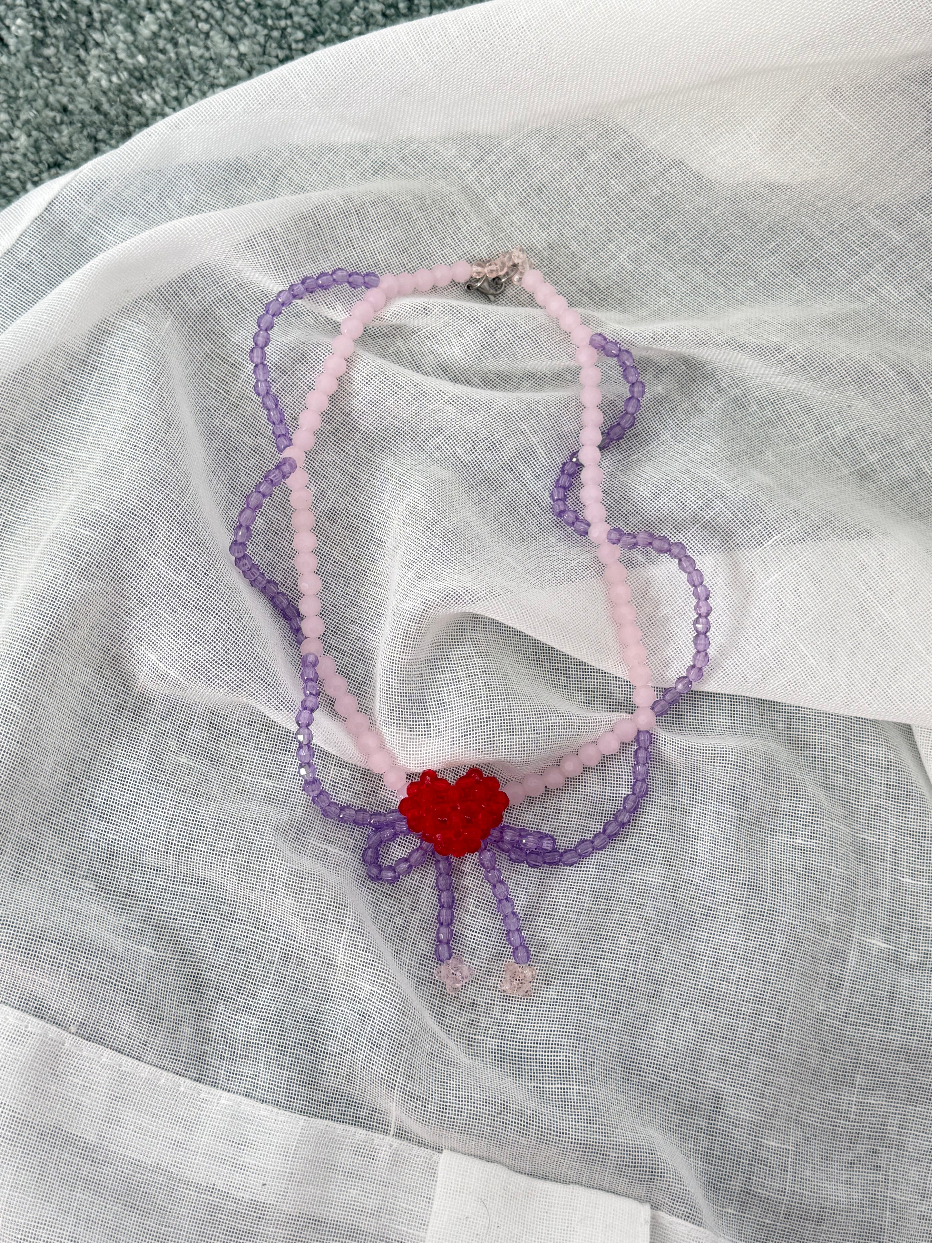 handmade beaded heart choker