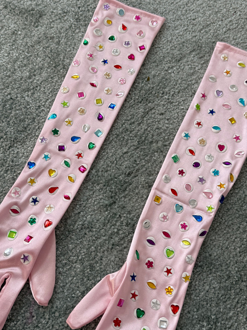 ✨ hand-painted rhinestone opera gloves ✨