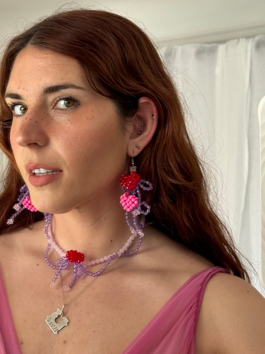 handmade beaded heart choker