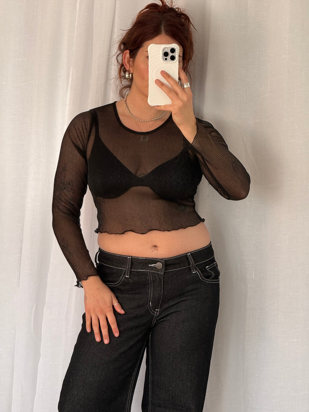 sheer black mesh top 🖤
