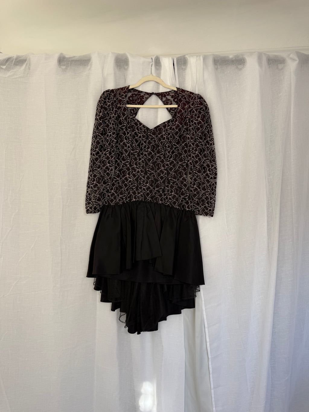 vintage 80s lace high-low tulle party dress