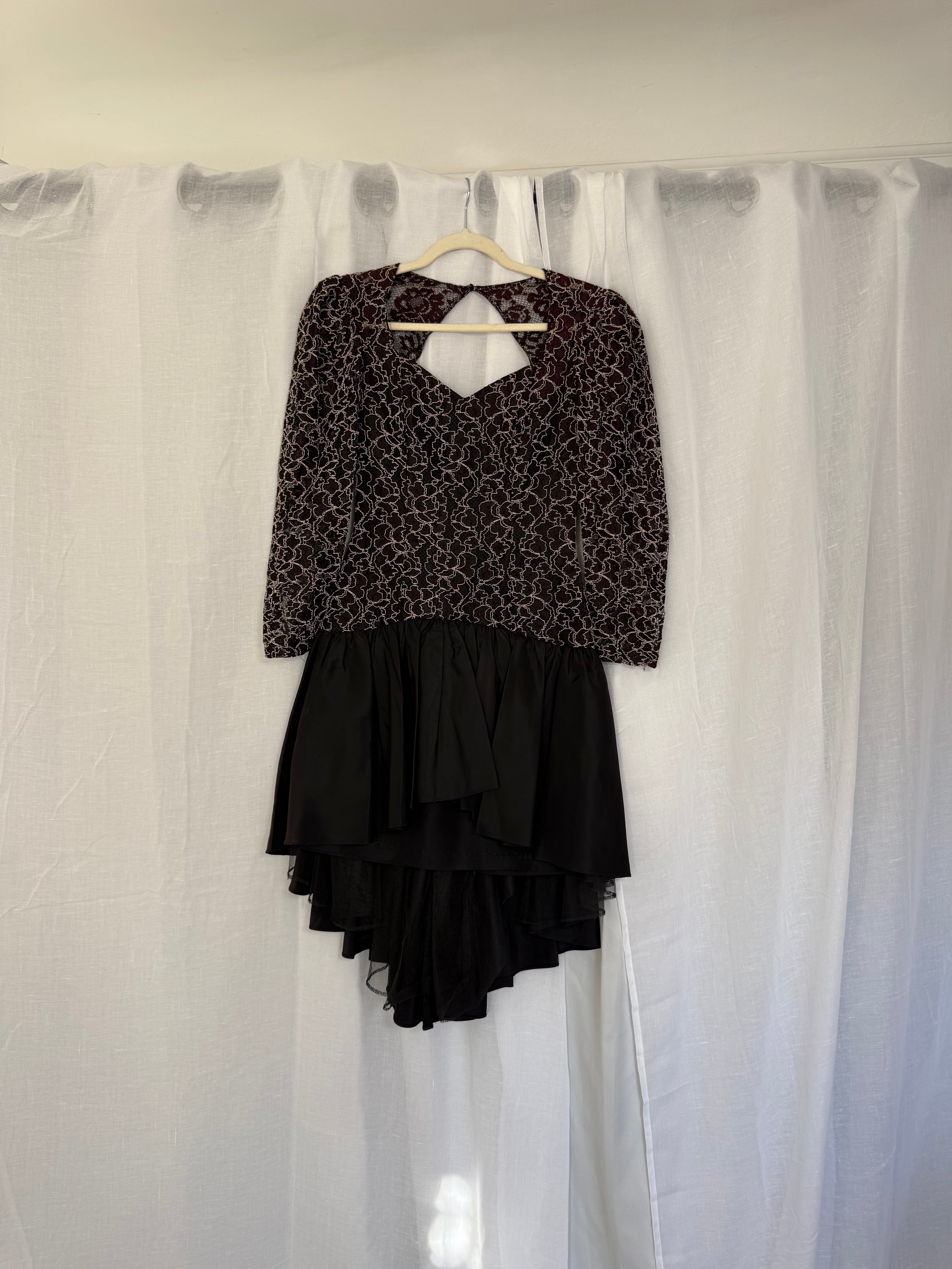 vintage 80s lace high-low tulle party dress