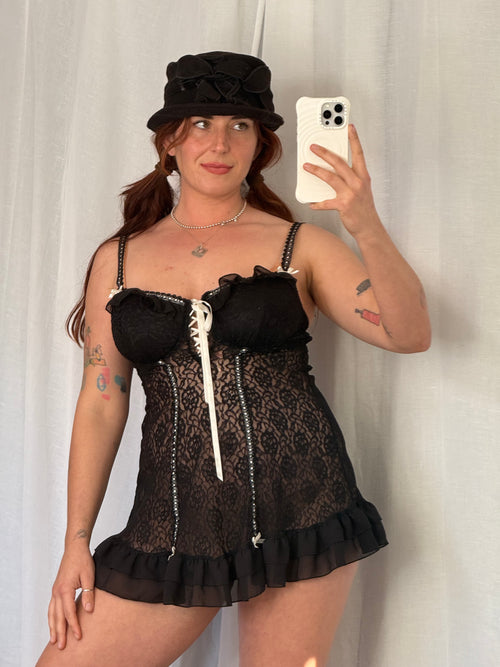 black lace babydoll dress