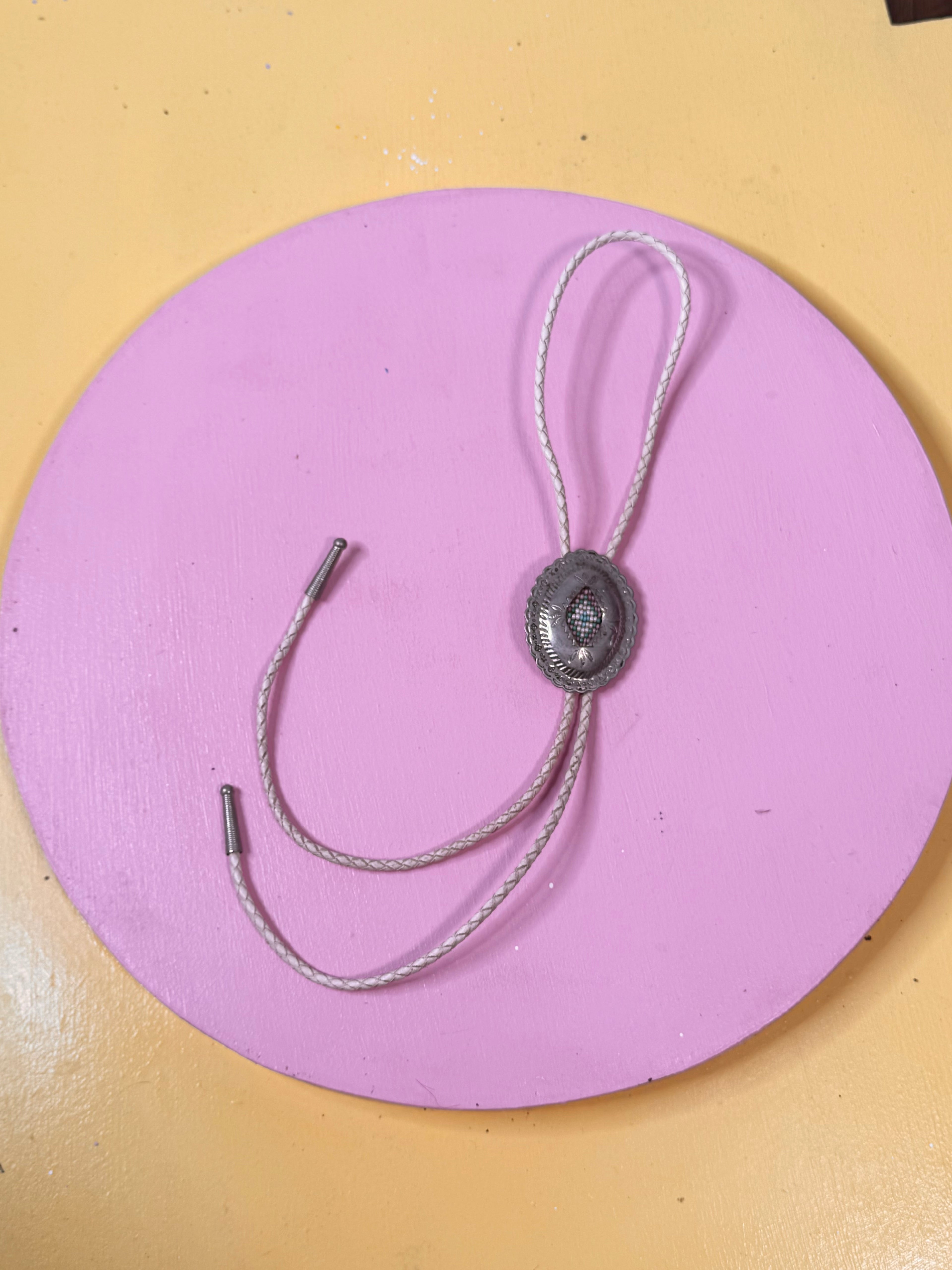 vintage baby pink bolo tie