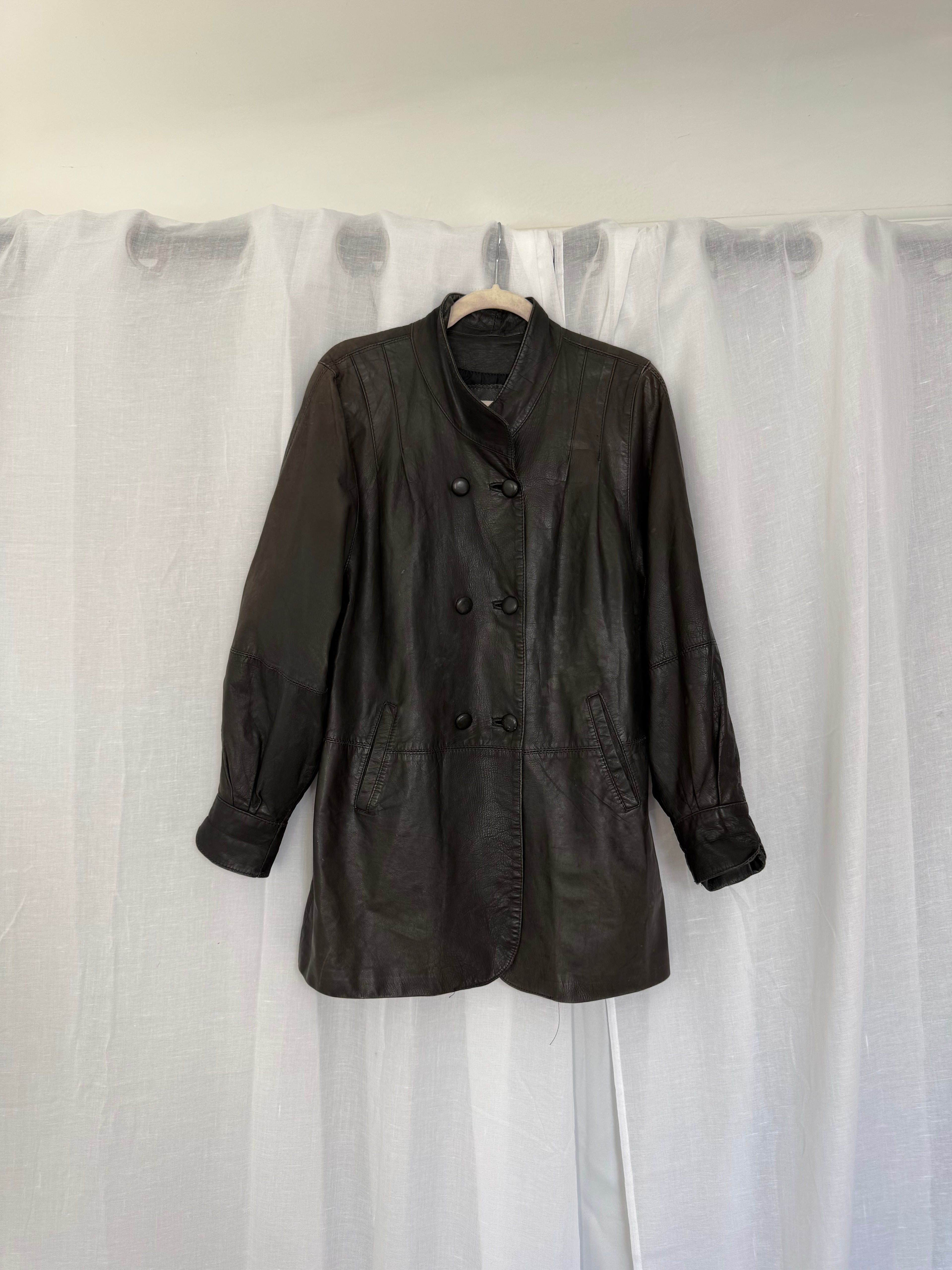 vintage 80s black leather jacket