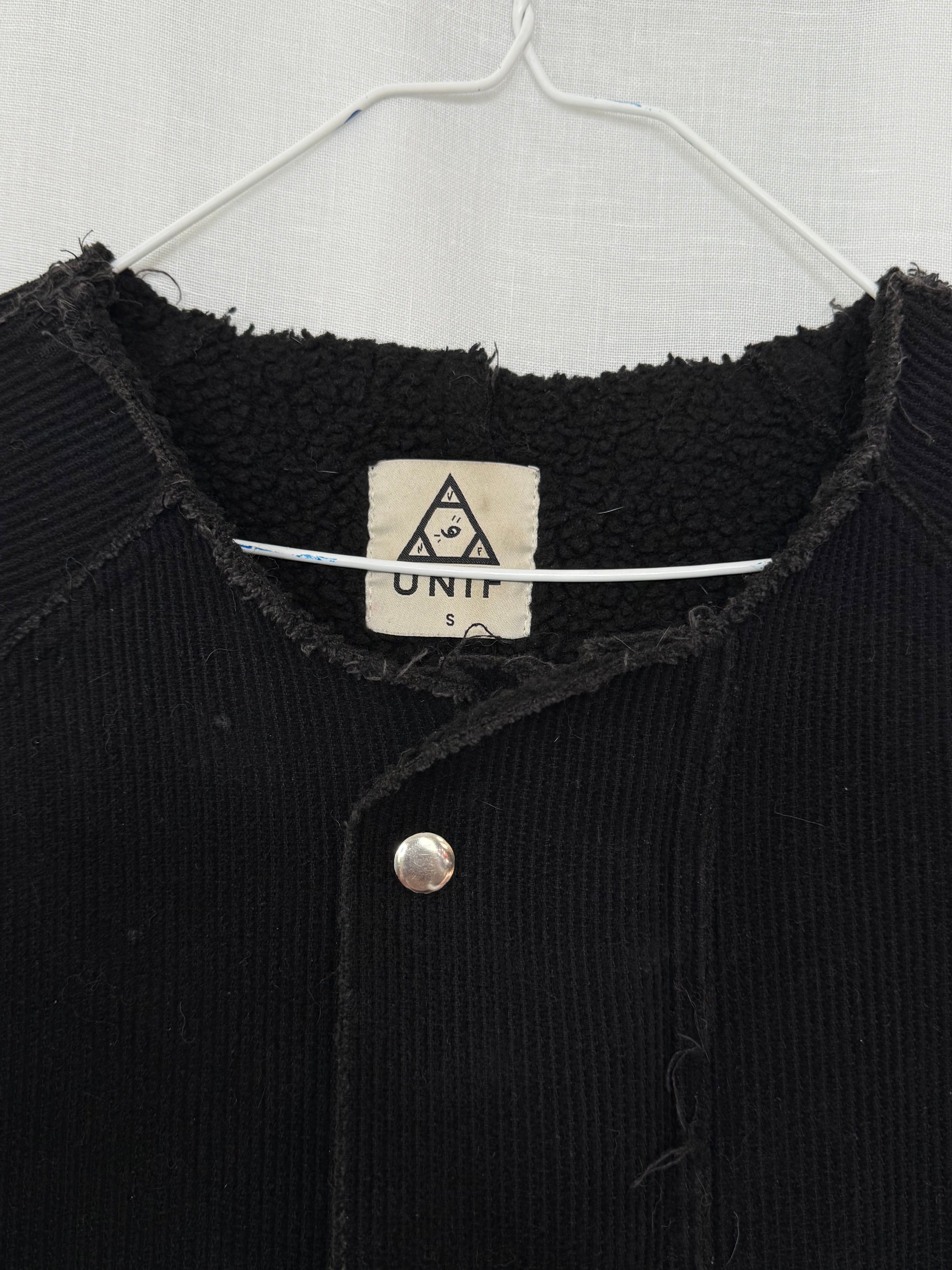 unif black corduroy sherpa-lined jacket