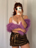 ✿ purple shaggy faux fur scarf