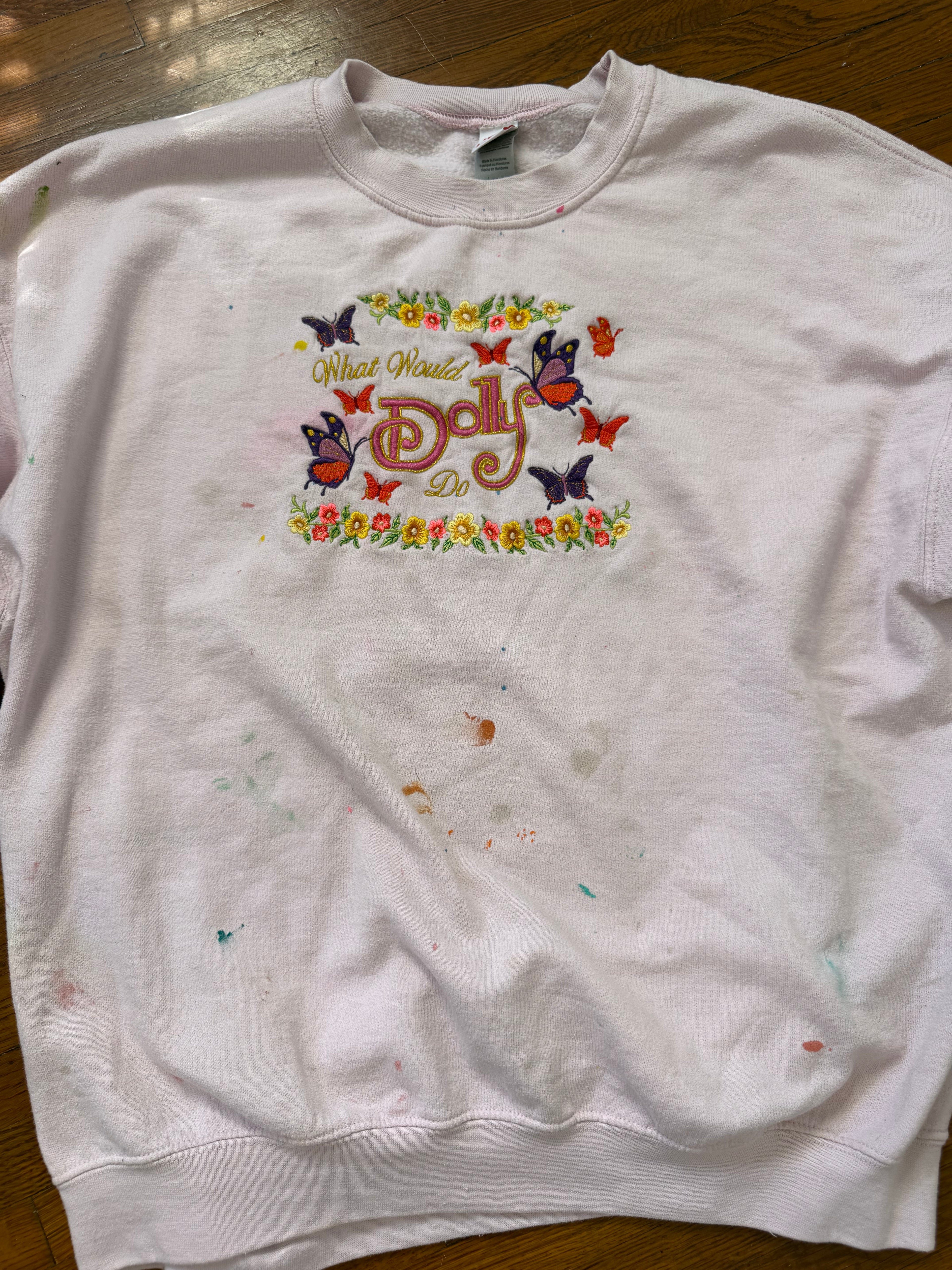 ✿ what would dolly do butterfly embroidered crewneck ✿