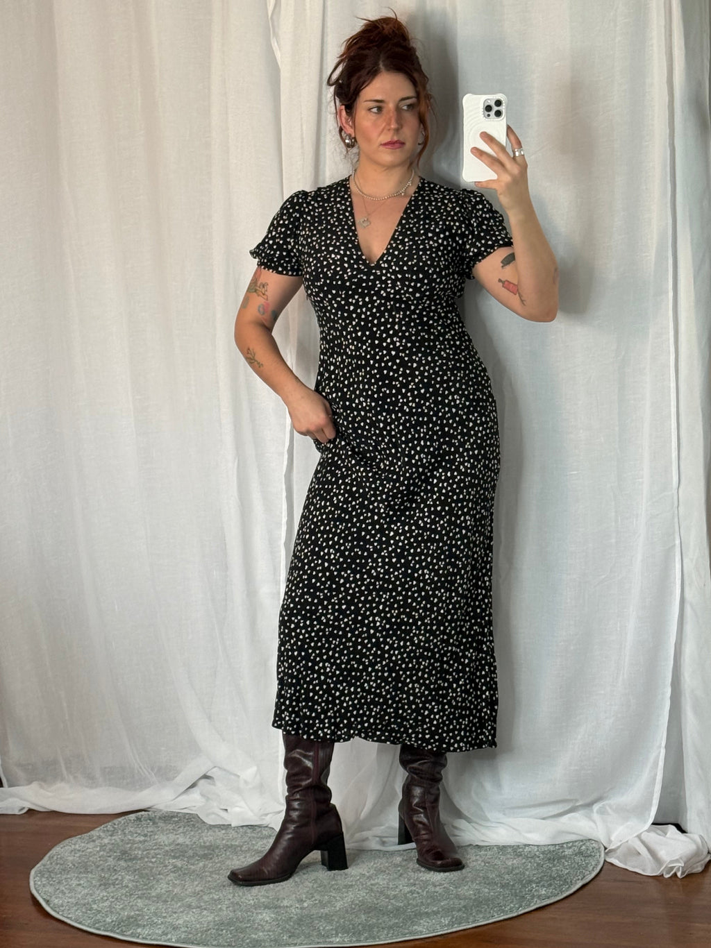 black heart print midi dress ♡