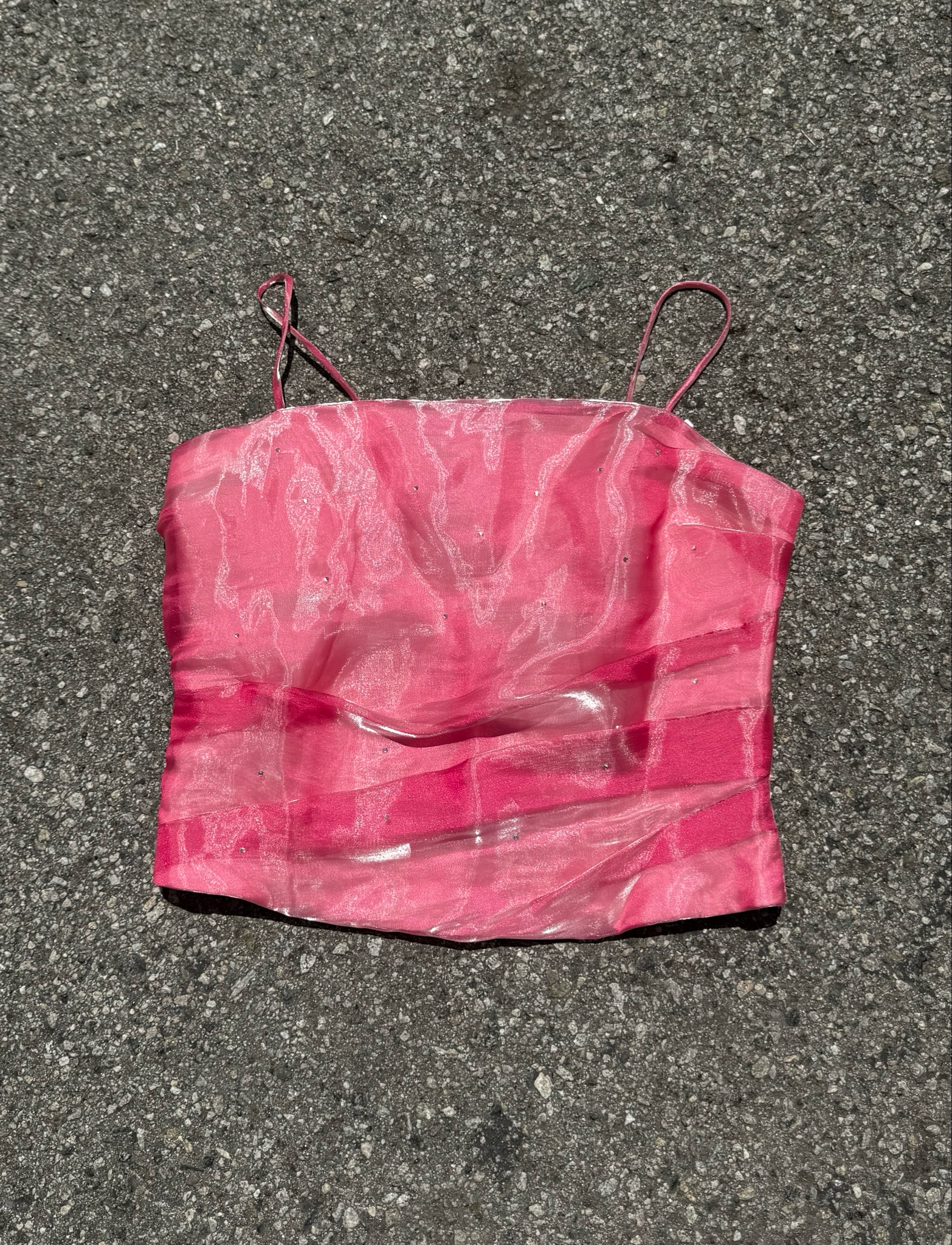 y2k rhinestone organza corset