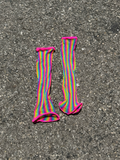 rainbow neon mesh arm warmers