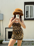 shiny cheetah mini dress