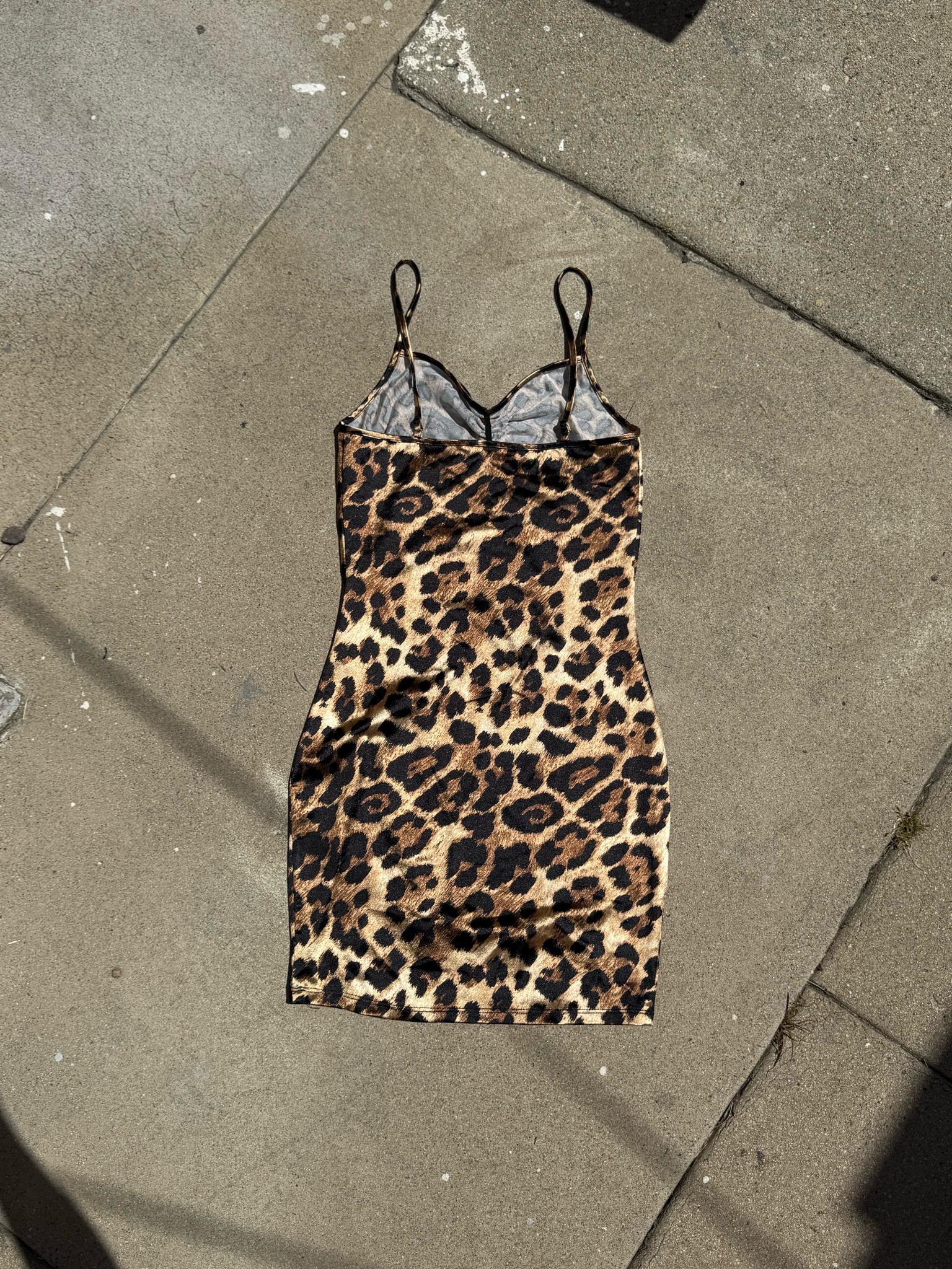 shiny cheetah mini dress