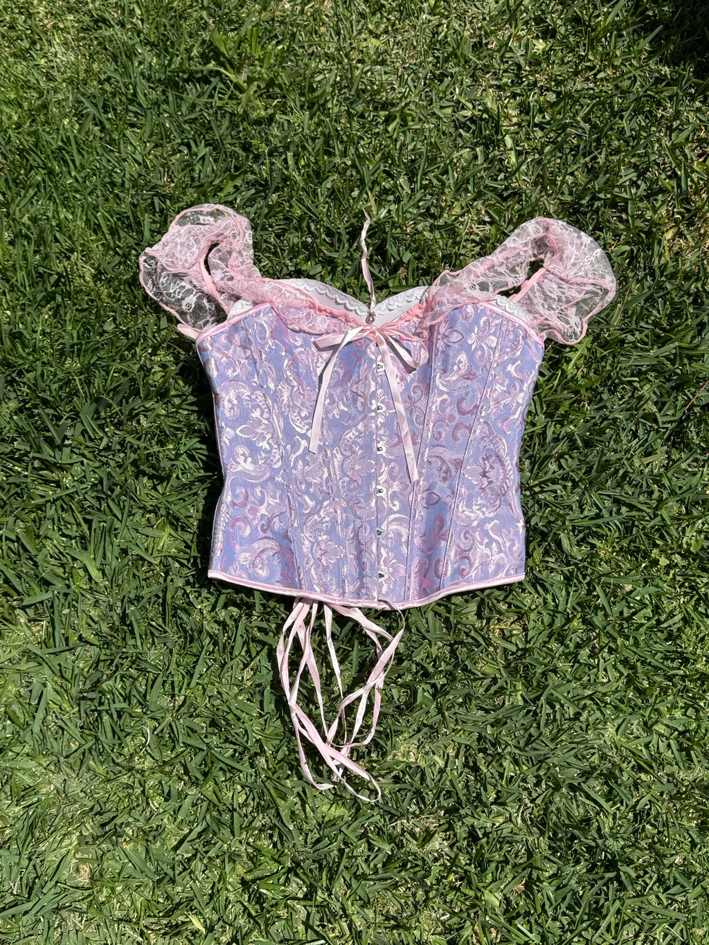 shiny lace corset