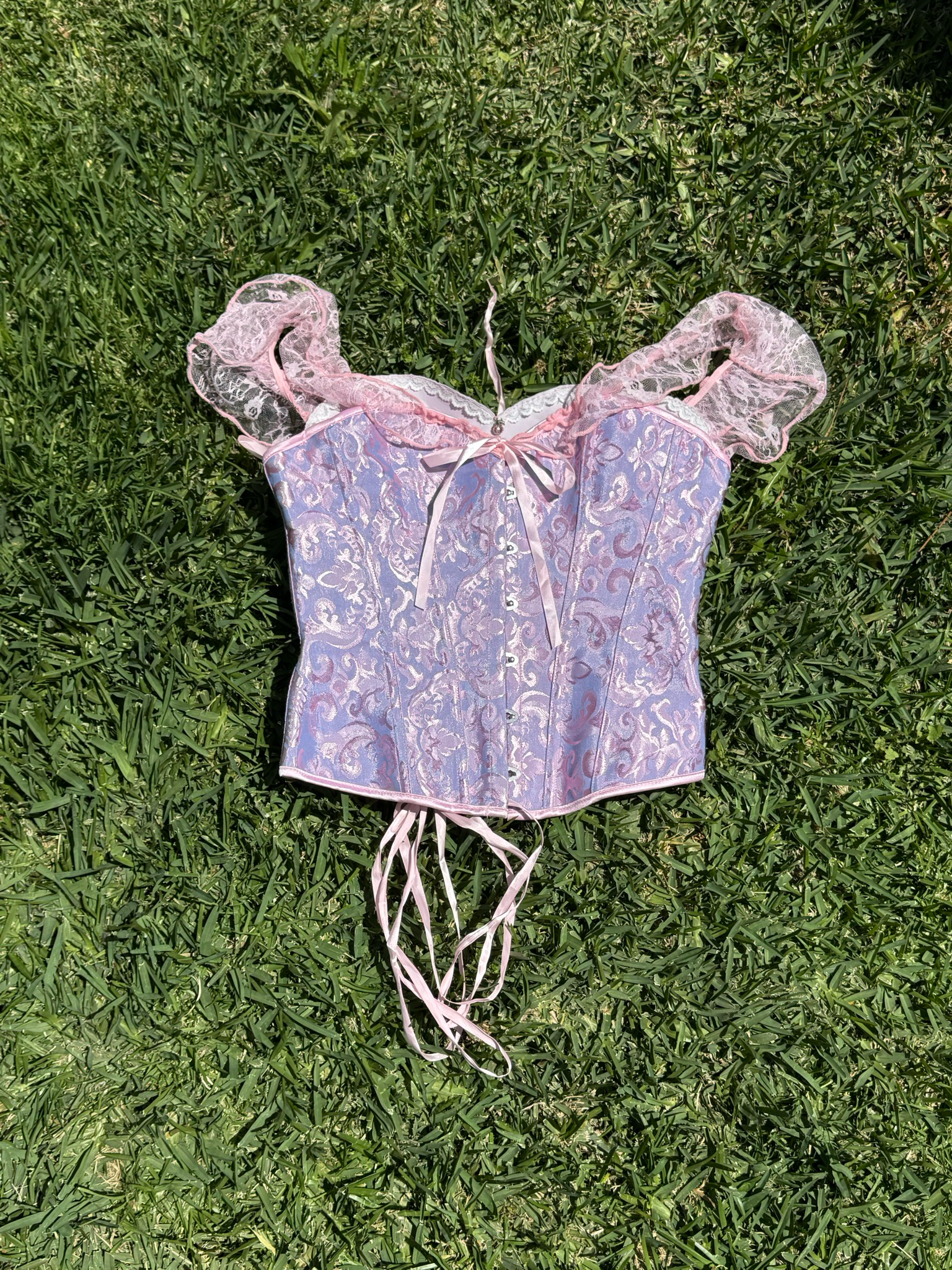 shiny lace corset