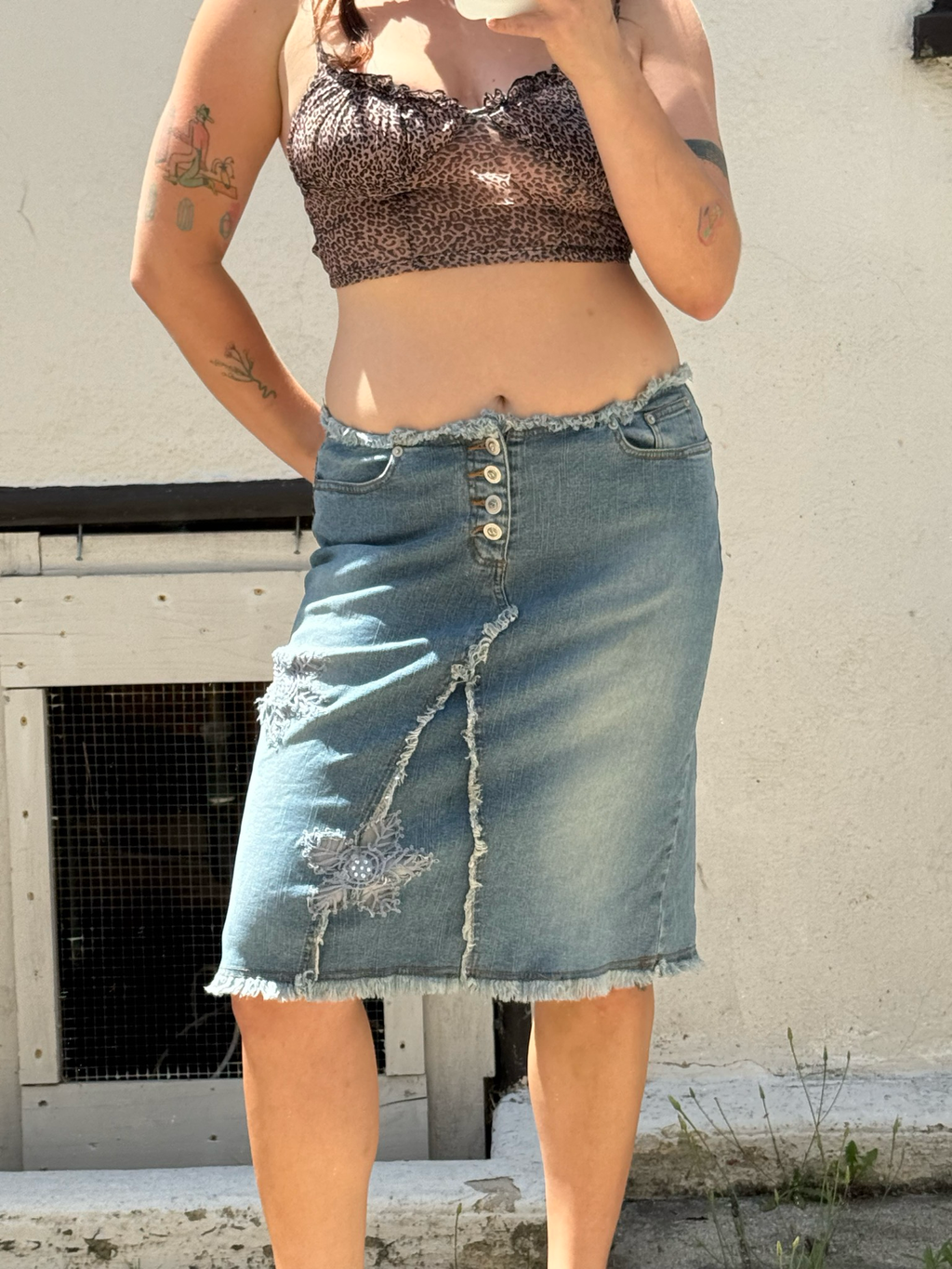 anchor blue denim skirt