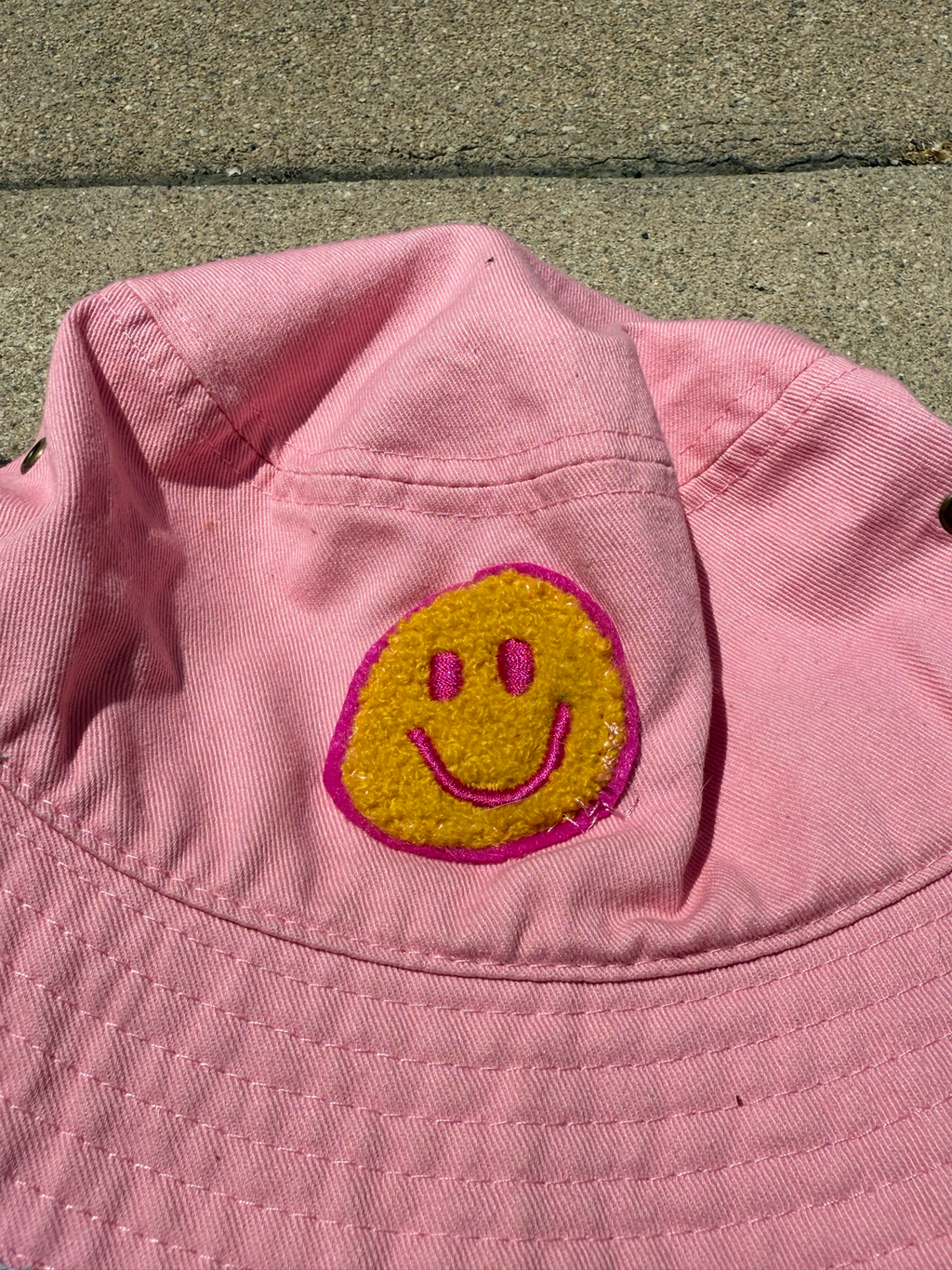 pink denim bucket hat