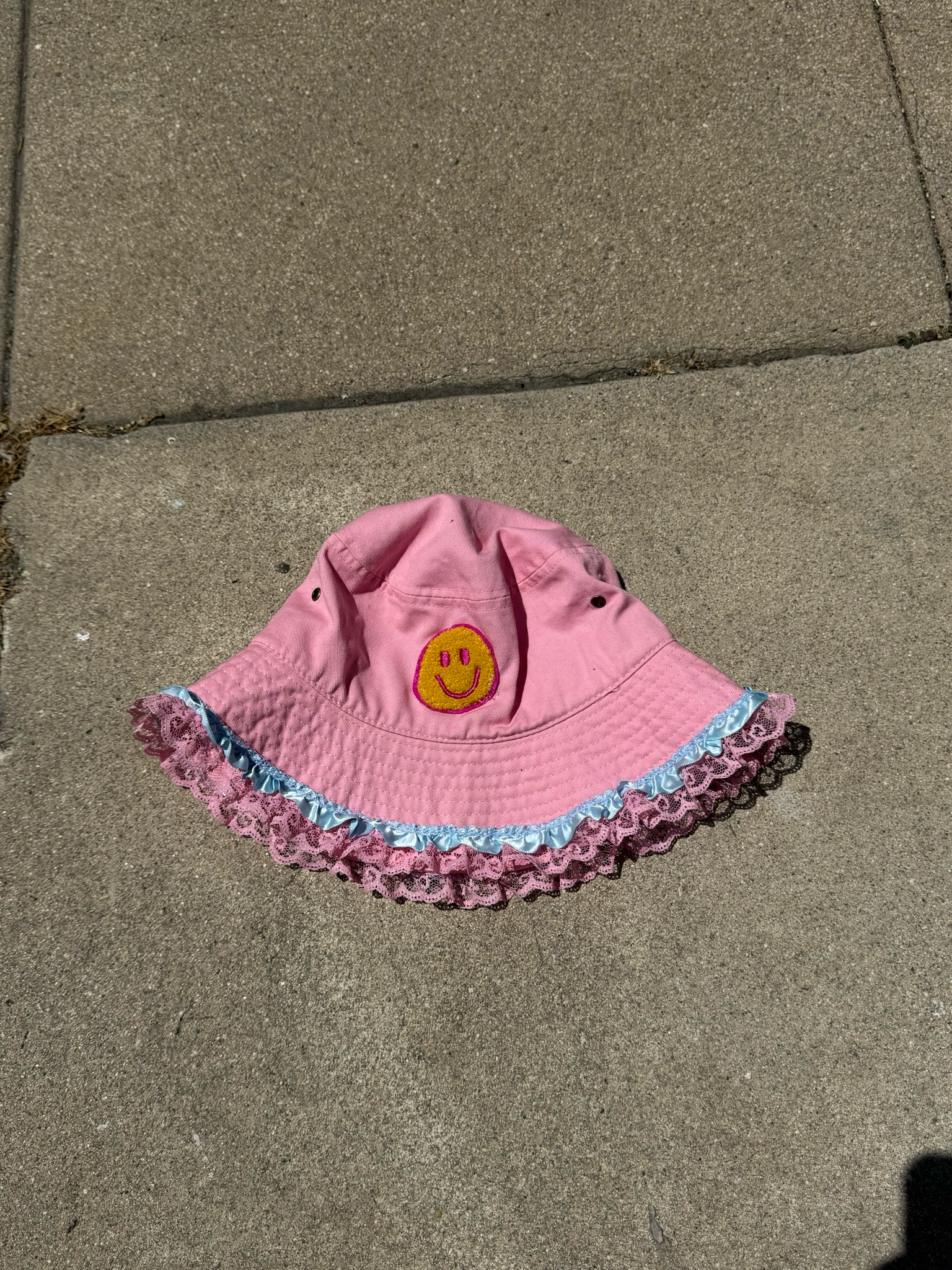 pink denim bucket hat