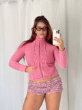 ✧ ✩ pink cable knit zip sweater ✩ ✧