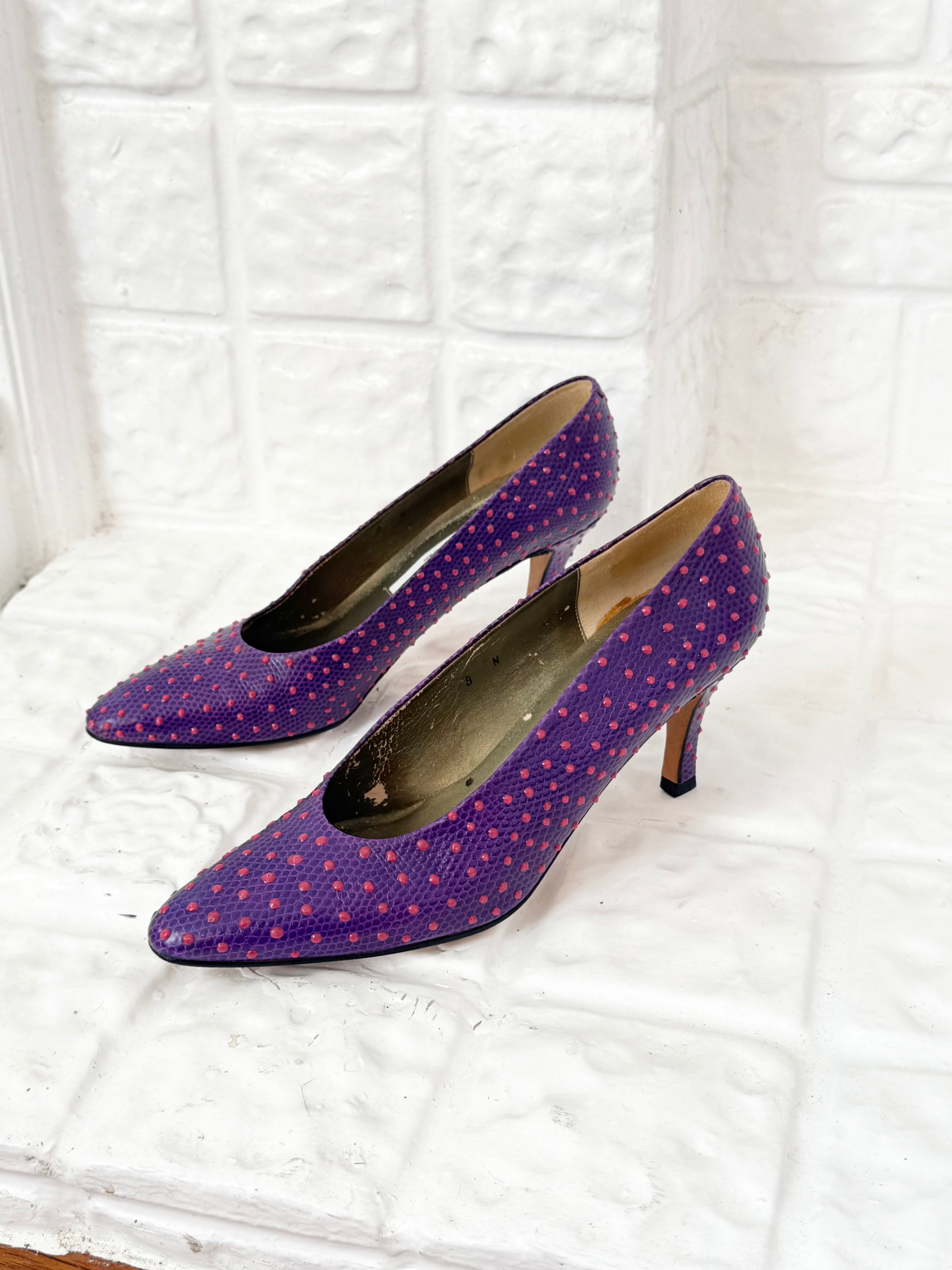 ✧ neon polka dot kitten heels ⋆ (size 8.5)