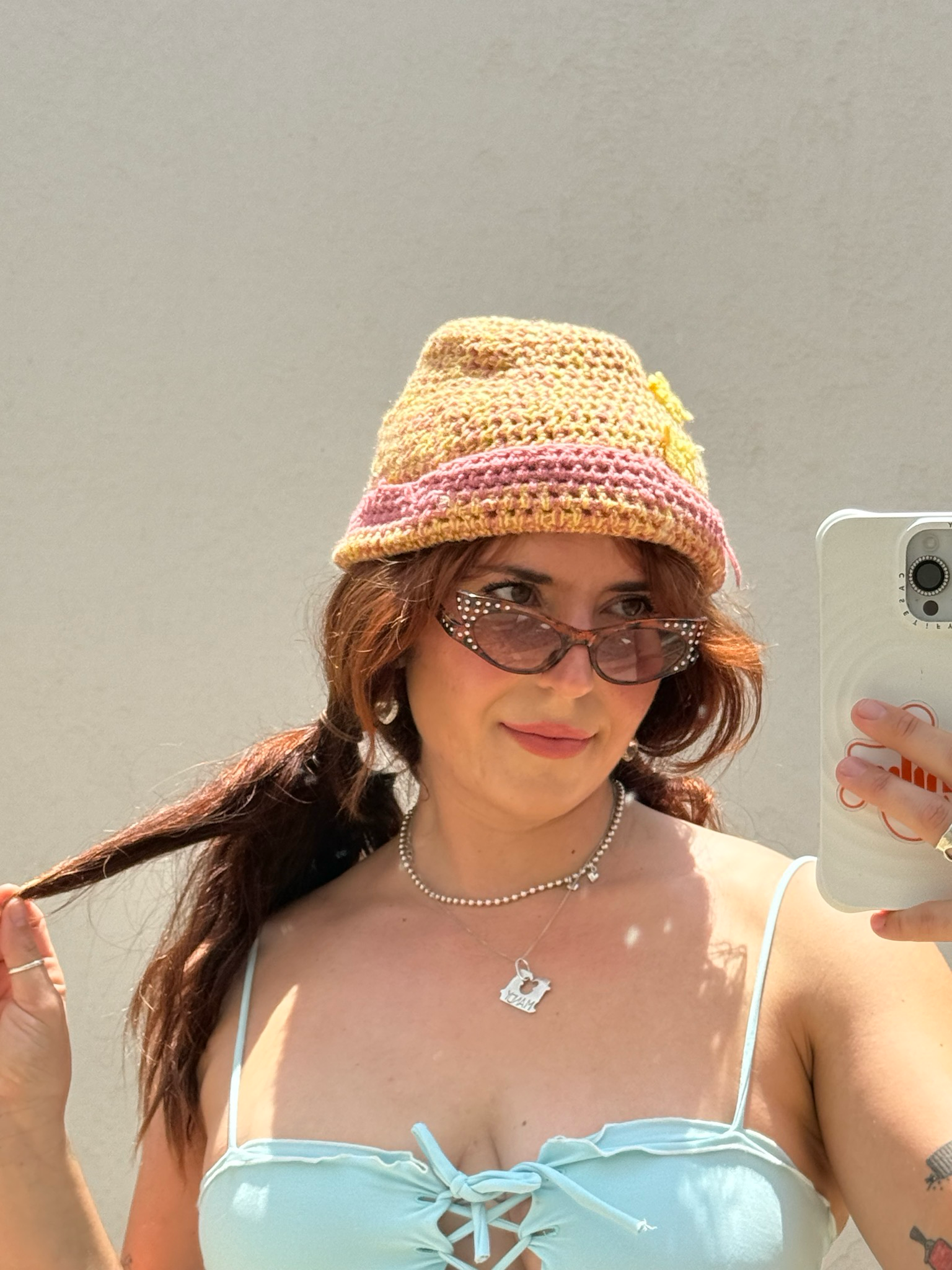 butter yellow strawberry milk beanie