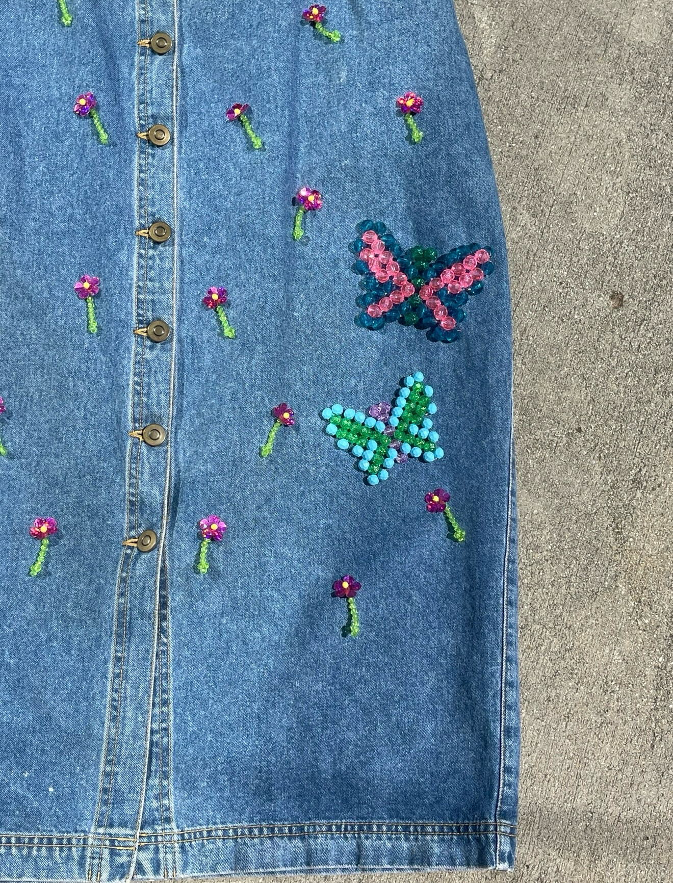 beaded western midi skirt