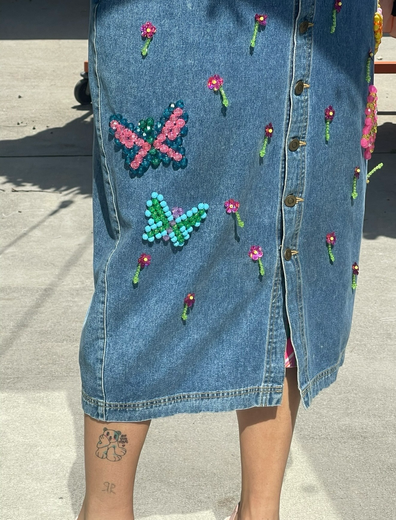 beaded western midi skirt