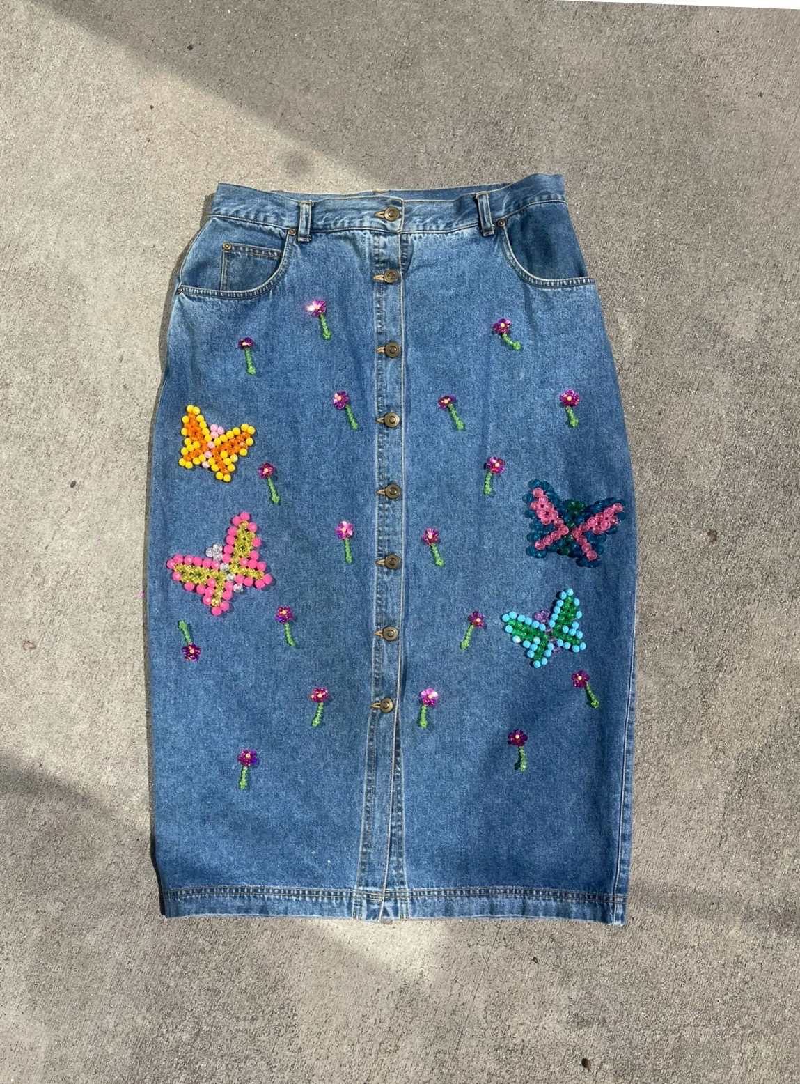 beaded western midi skirt