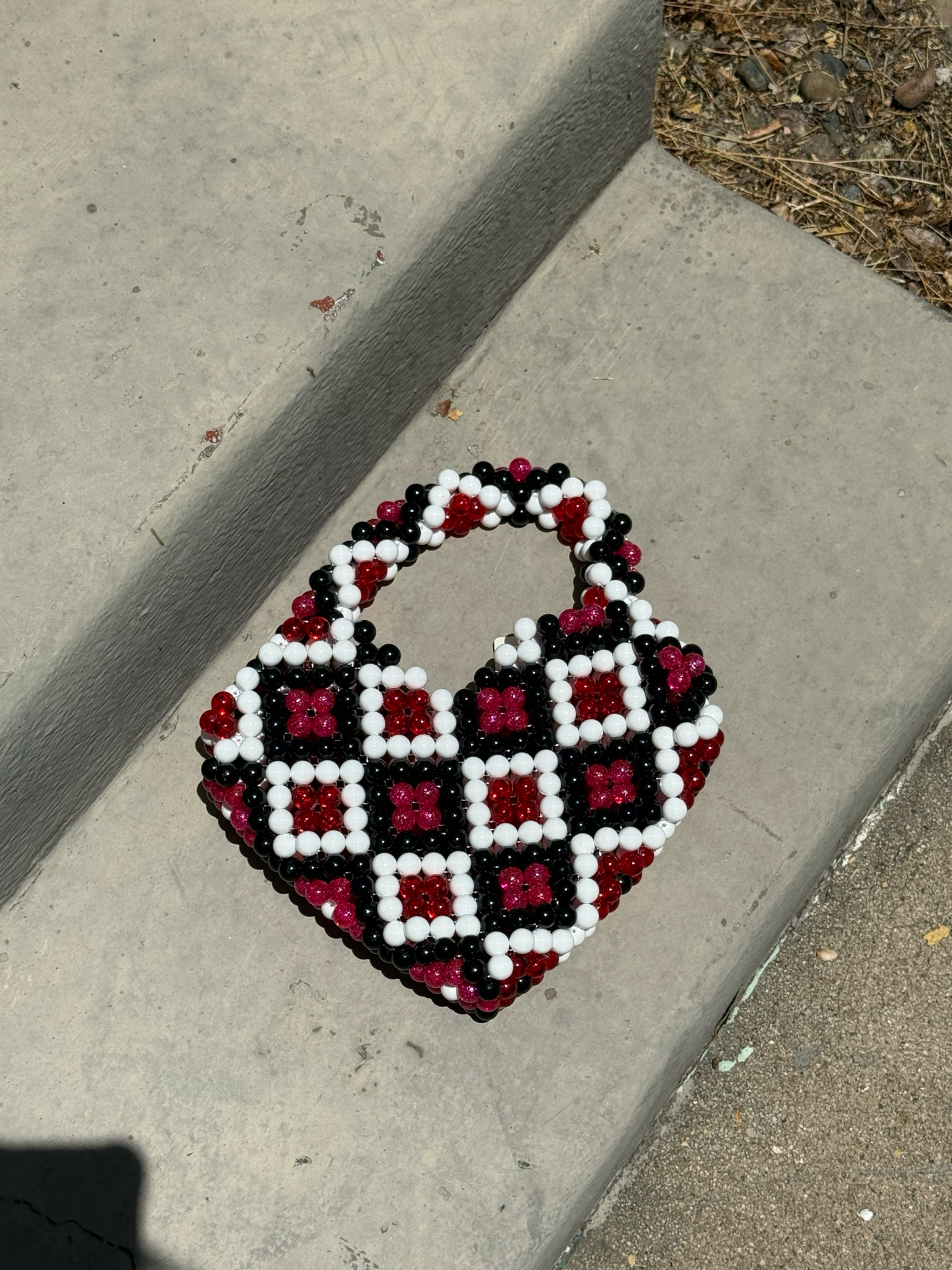 beaded heart handbag