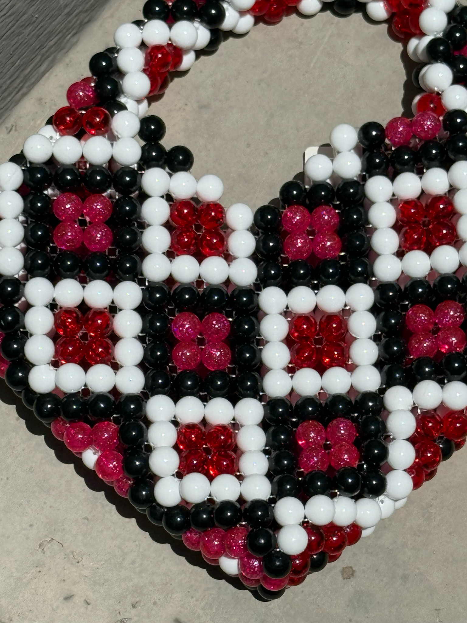 beaded heart handbag