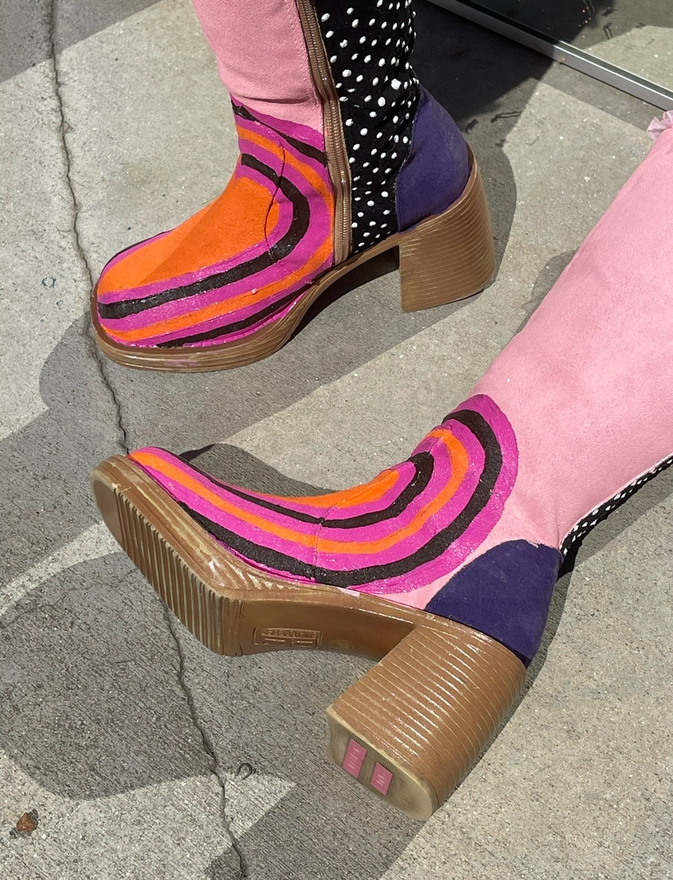 Ruffle Suede Platform Boots