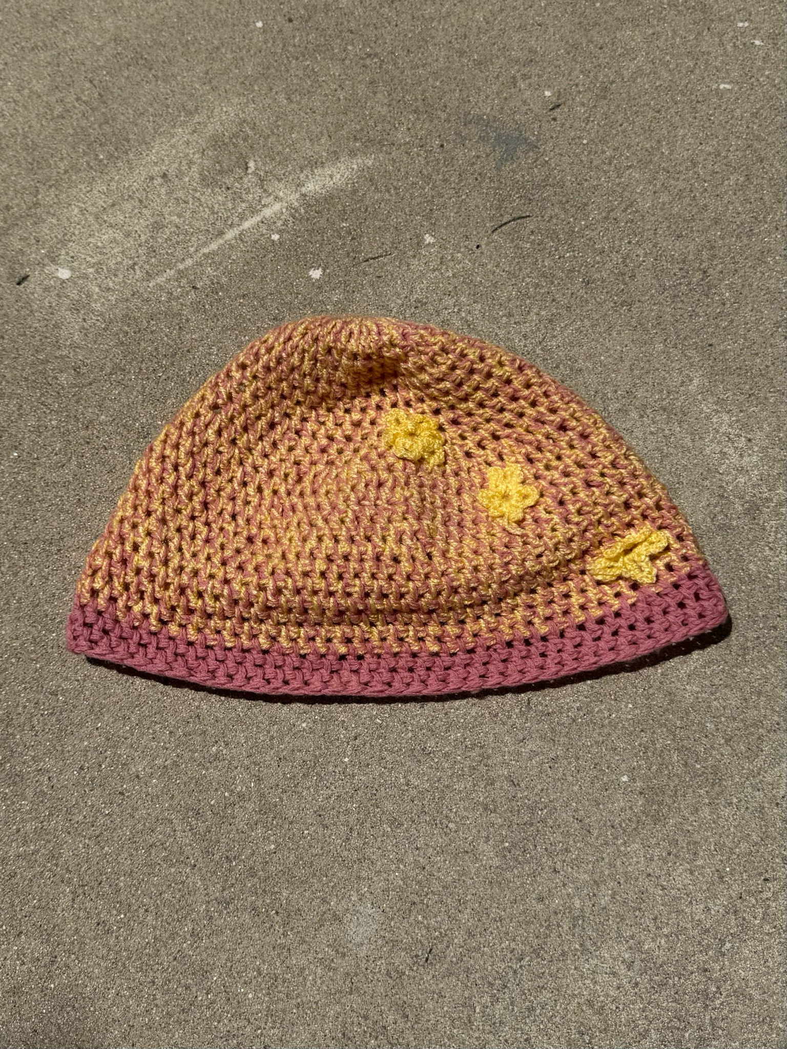 butter yellow strawberry milk beanie
