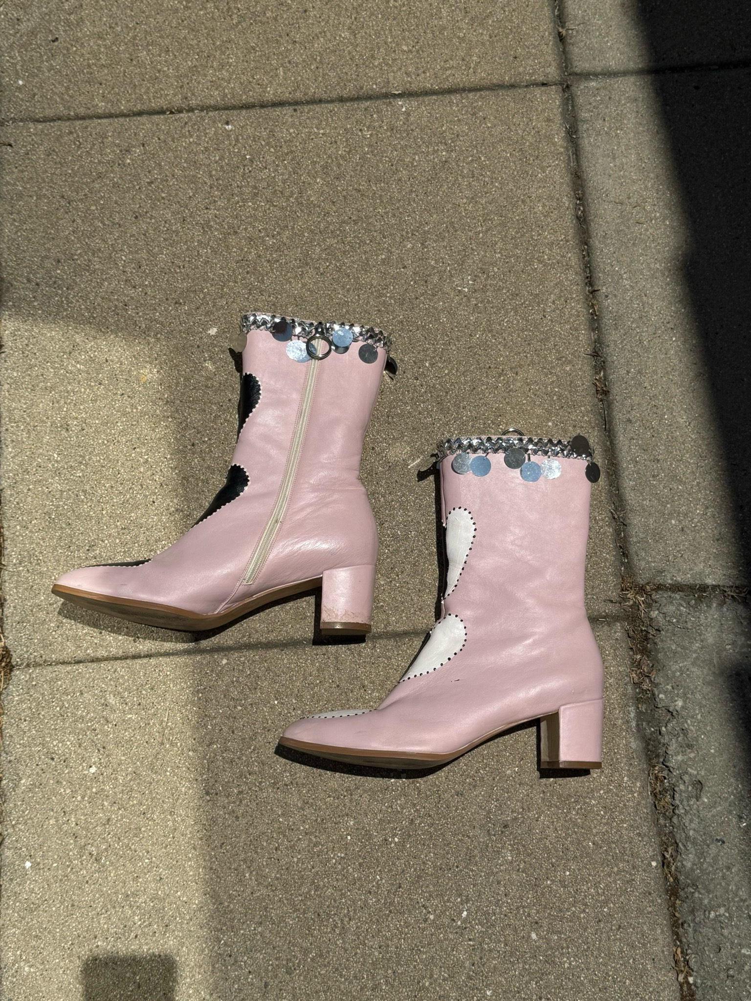 hand painted heart boots - size 12